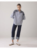 Summum Summum, Longsleeve blouse Stripe Cotton, Navy Noir, Size:
