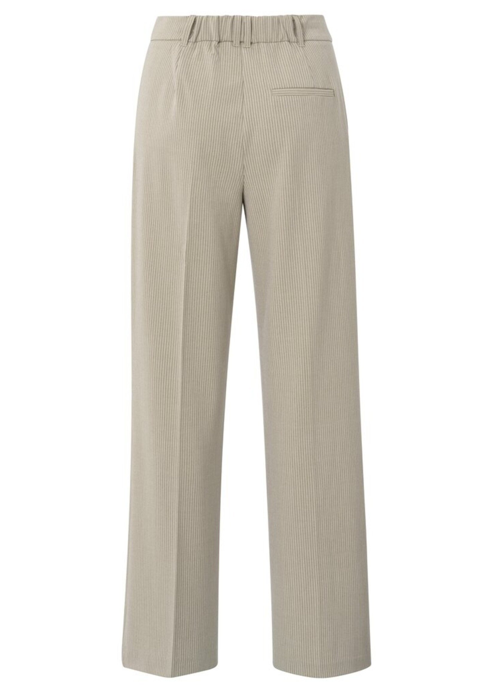 Yaya Yaya, Woven pistripe wide leg trousers, Humus Beige, Size: