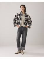 Summum Summum, Short round neck jacket Geo Aztek, Black, Size: