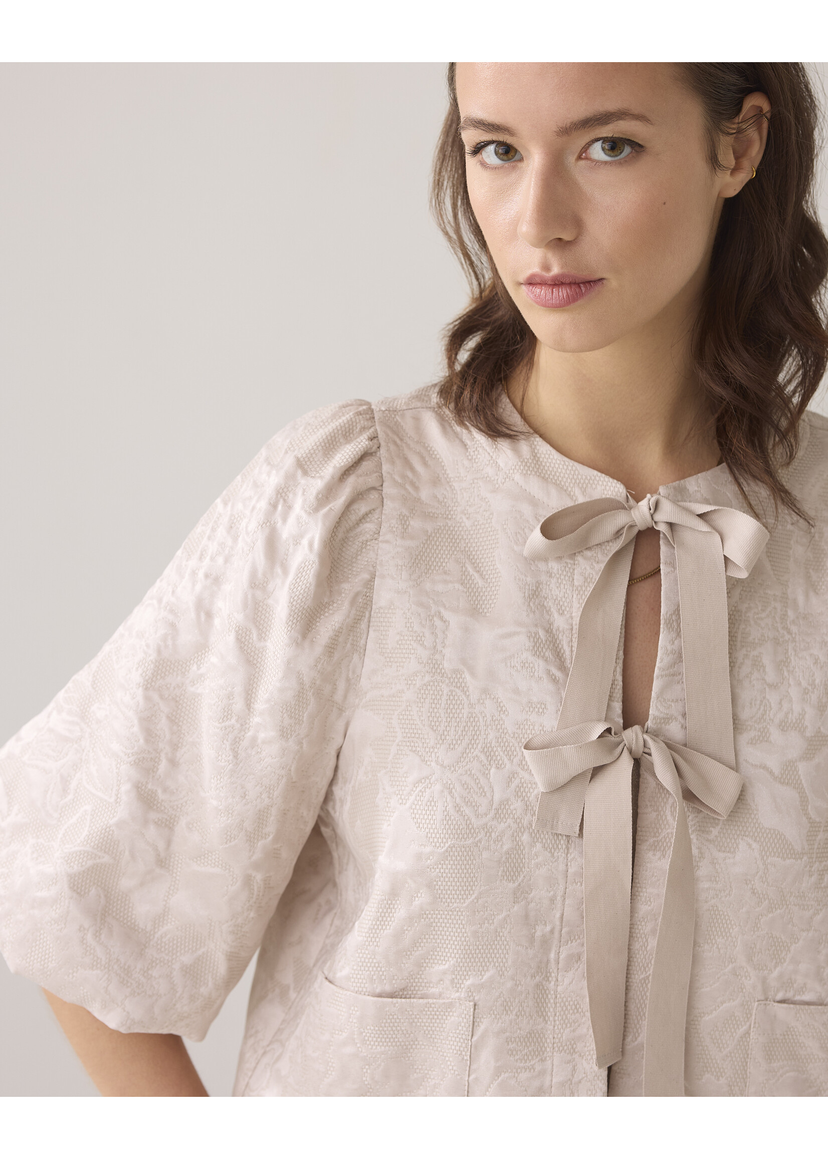 Summum Summum,  Blouse jacquard, Pebble Beige, Size: