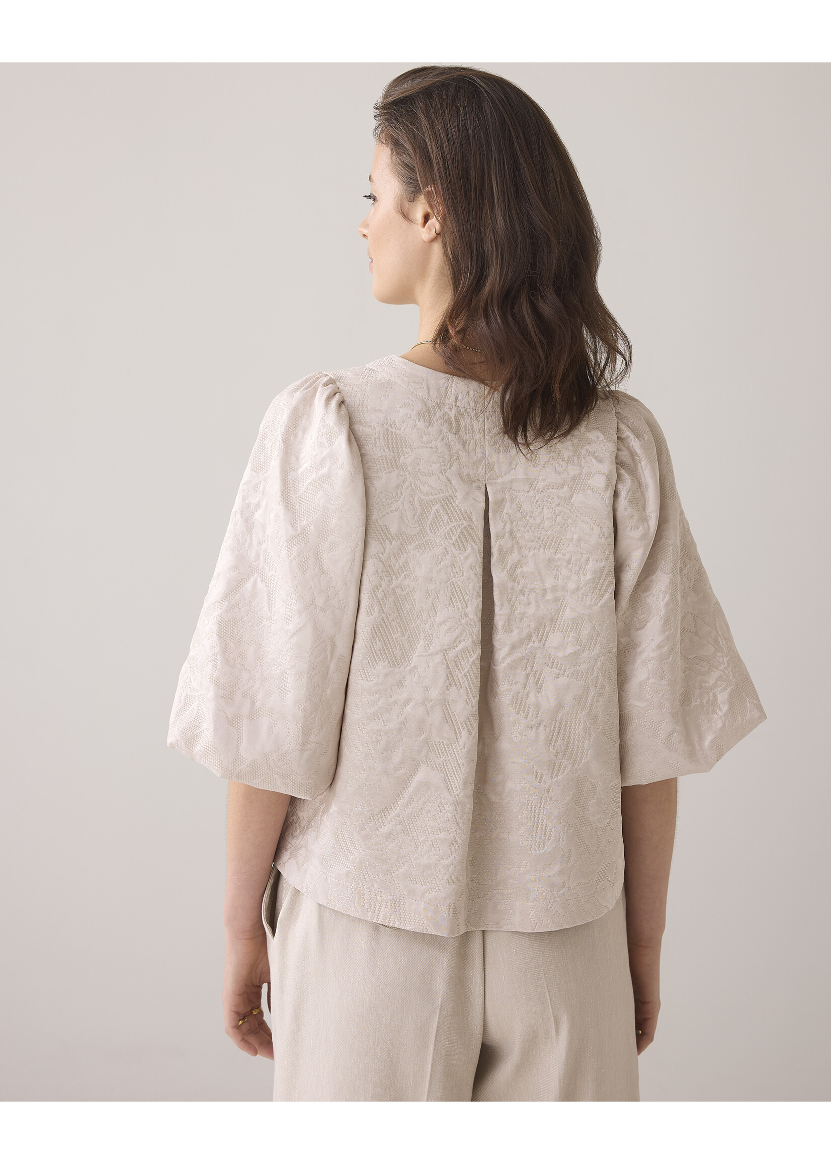 Summum Summum,  Blouse jacquard, Pebble Beige, Size: