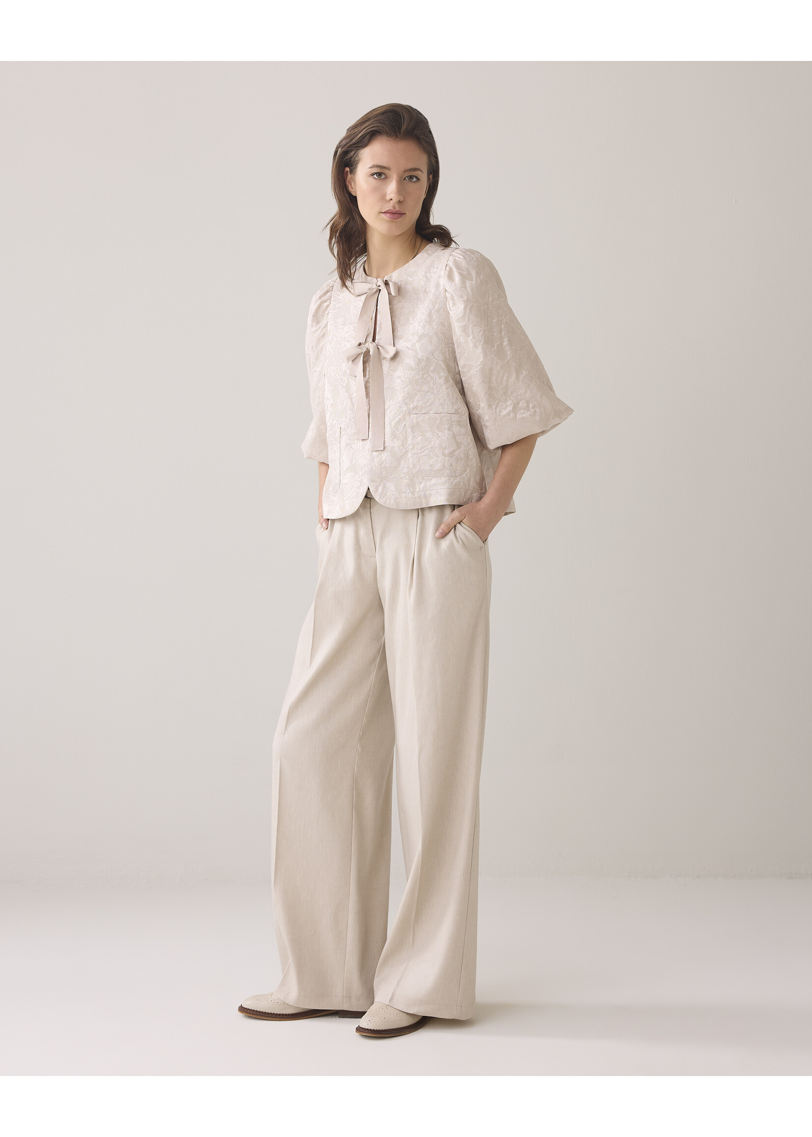 Summum Summum,  Blouse jacquard, Pebble Beige, Size: