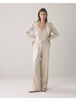 Summum Summum, Trousers wide linen blend twill, Pebble Beige, Size: