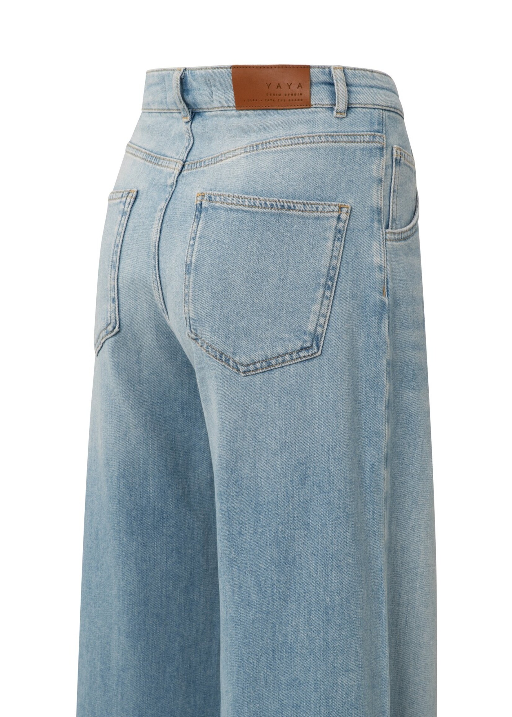 Yaya Yaya, Denim trousers with wide legs, Light blue denim, Size: