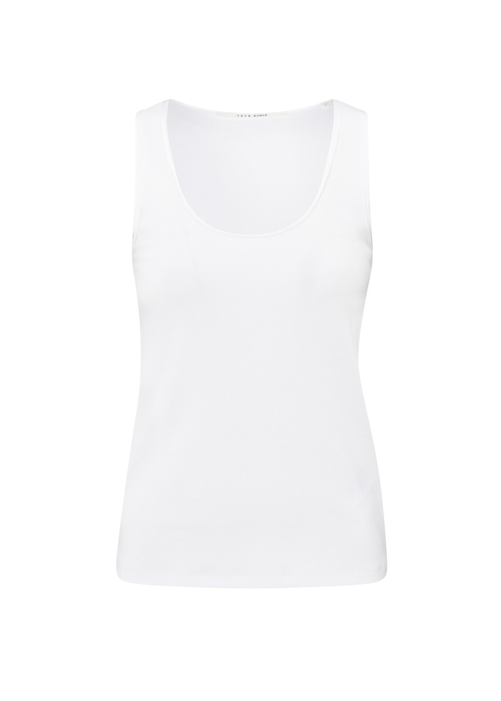Yaya Yaya, Ribbed singlet with shiny trim, Pure white, Size: