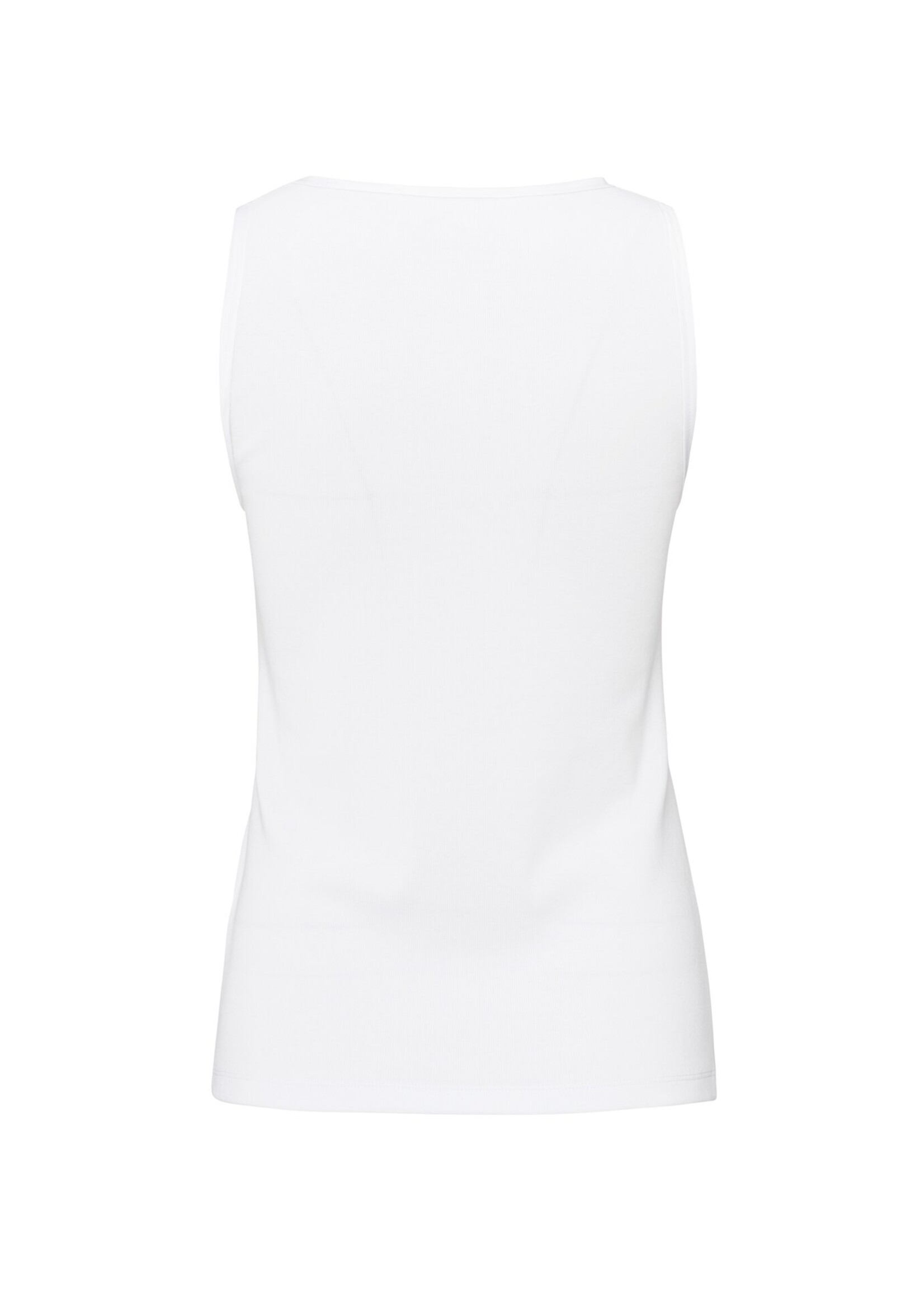 Yaya Yaya, Ribbed singlet with shiny trim, Pure white, Size: