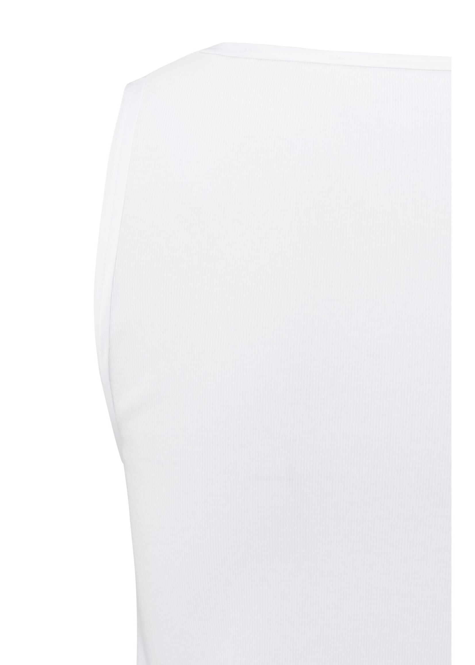 Yaya Yaya, Ribbed singlet with shiny trim, Pure white, Size: