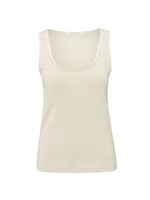 Yaya Yaya, Ribbed singlet with shiny trim, Summer Sand, Size:
