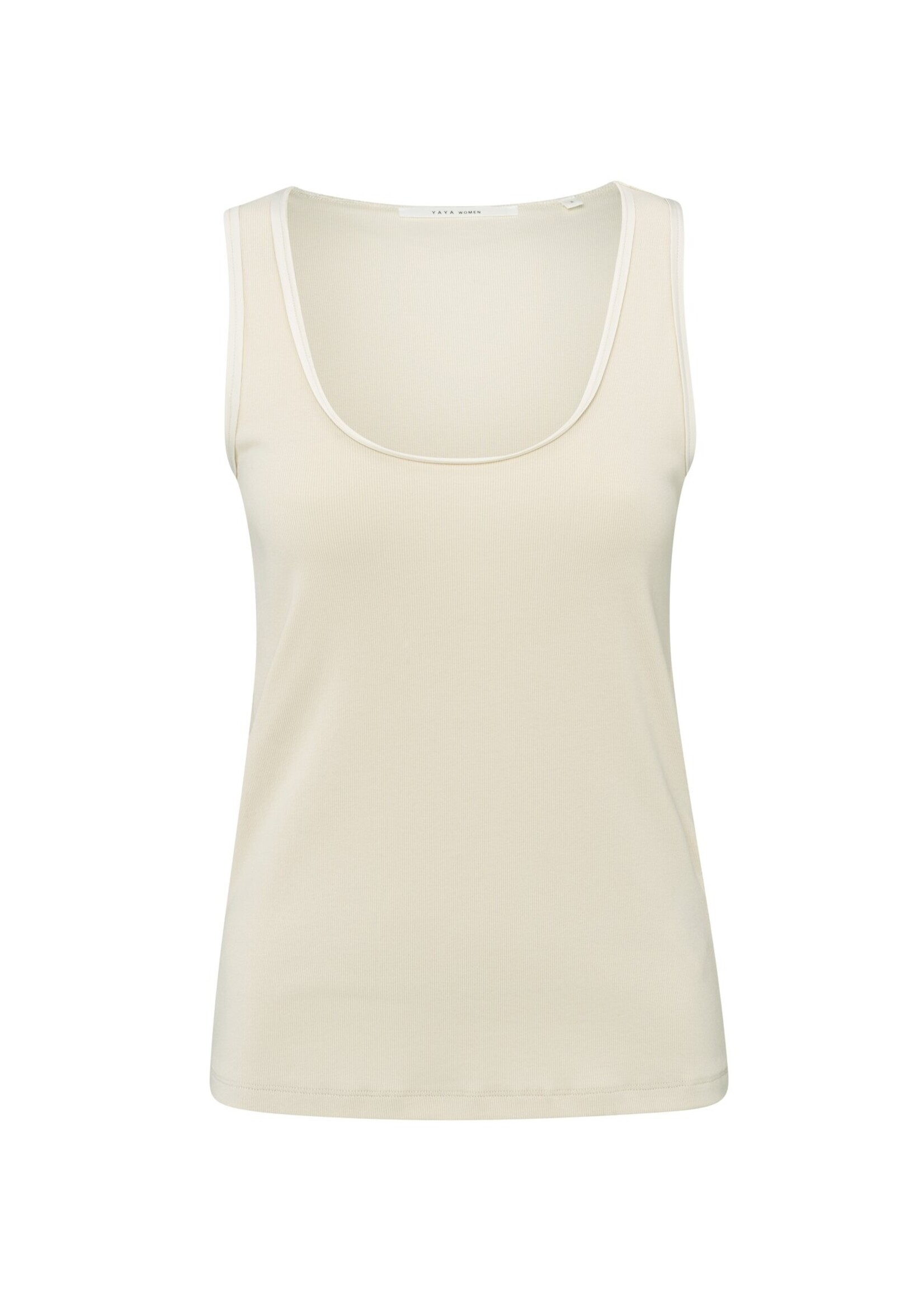 Yaya Yaya, Ribbed singlet with shiny trim, Summer Sand, Size: