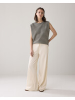 Summum Summum, Sleeveless top knitted stripe coated, Black/ivory, Size: