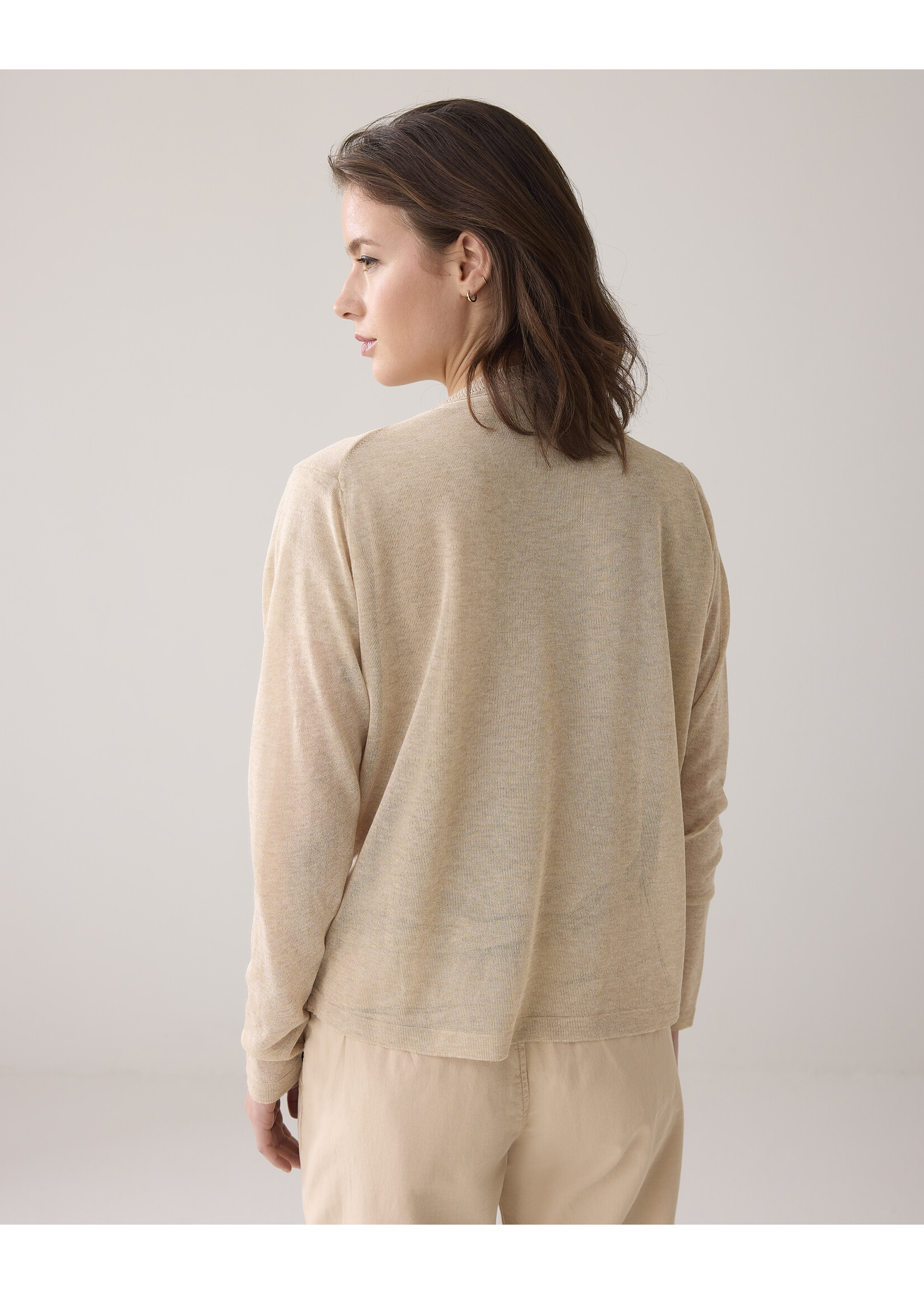 Summum Summum, Short cardigan refined viscose blend knit, Sesame, Size: