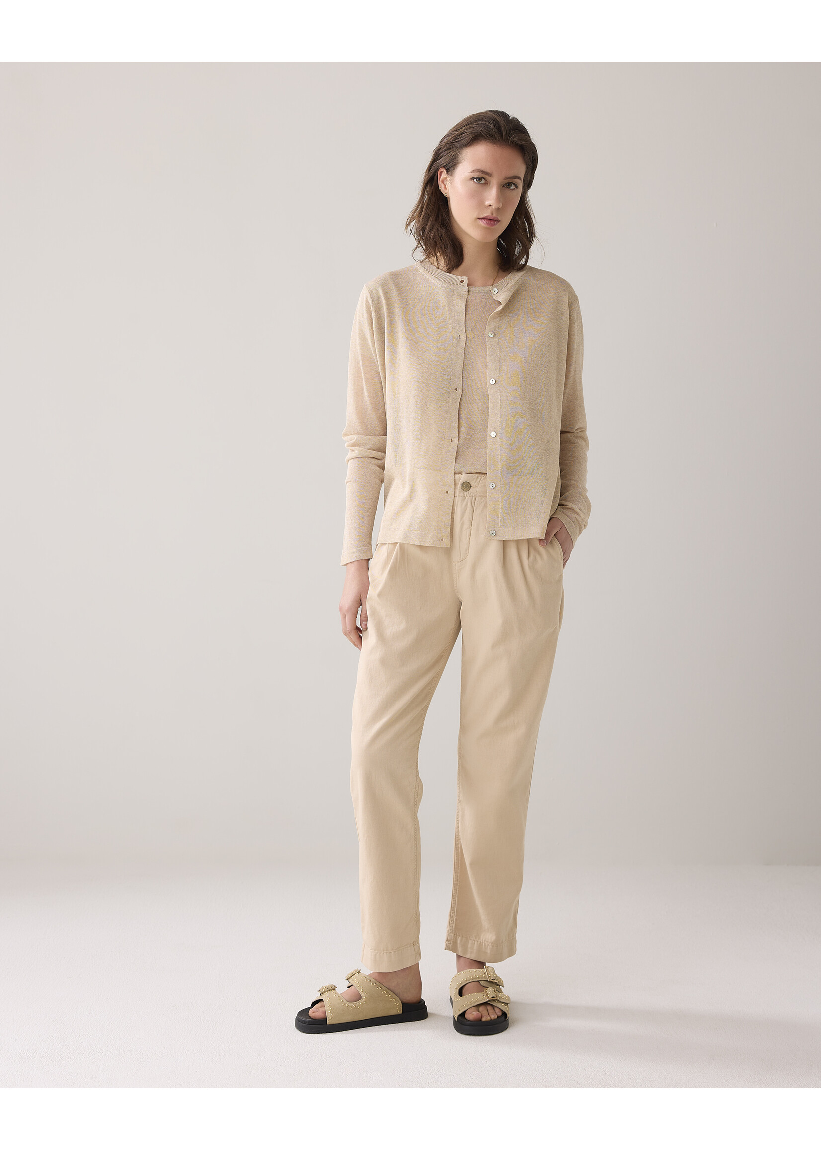 Summum Summum, Short cardigan refined viscose blend knit, Sesame, Size: