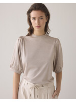 Summum Summum, Short sleeve top Soft Lurex Jersey, Pebble Beige, Size: