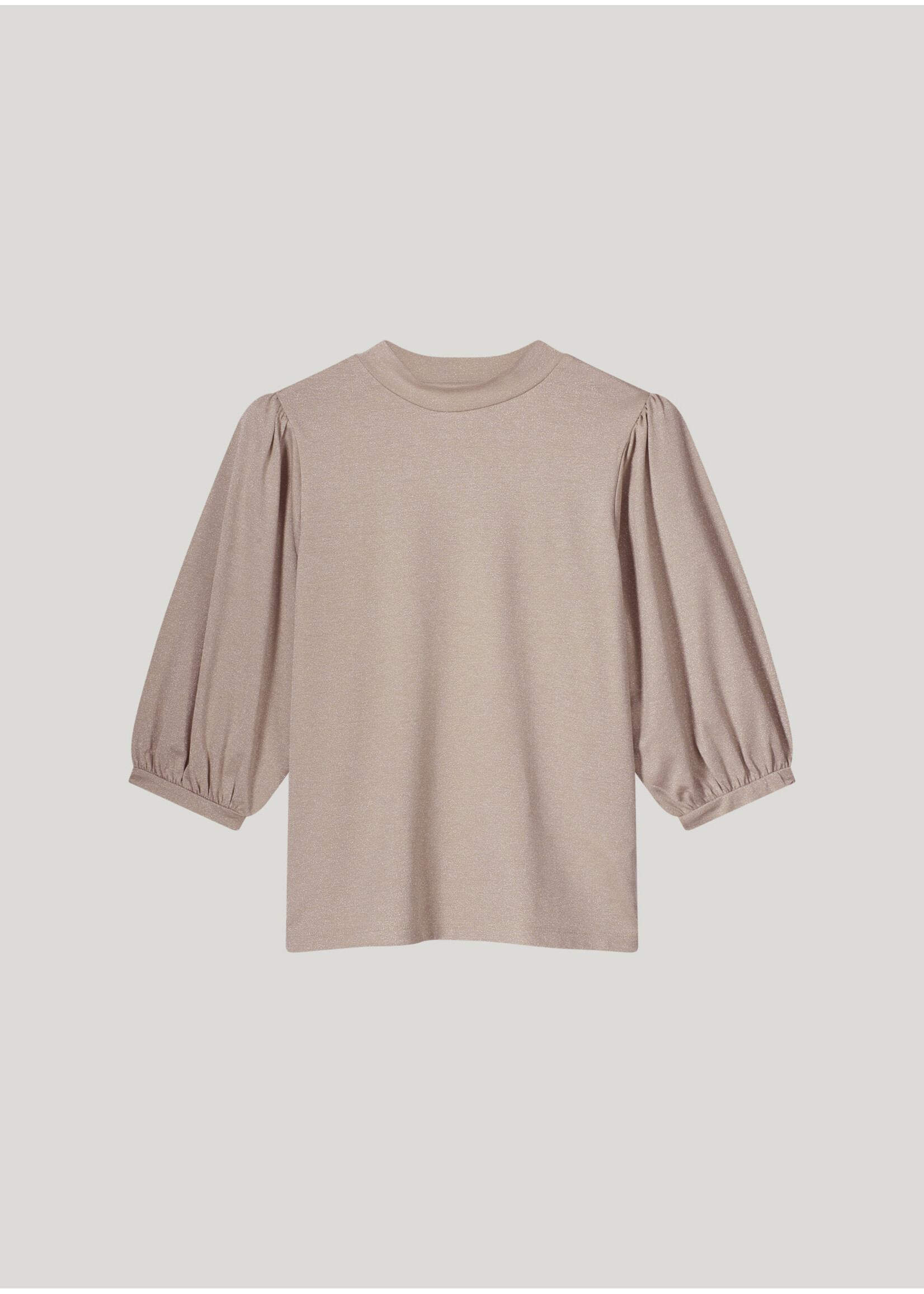 Summum Summum, Short sleeve top Soft Lurex Jersey, Pebble Beige, Size:
