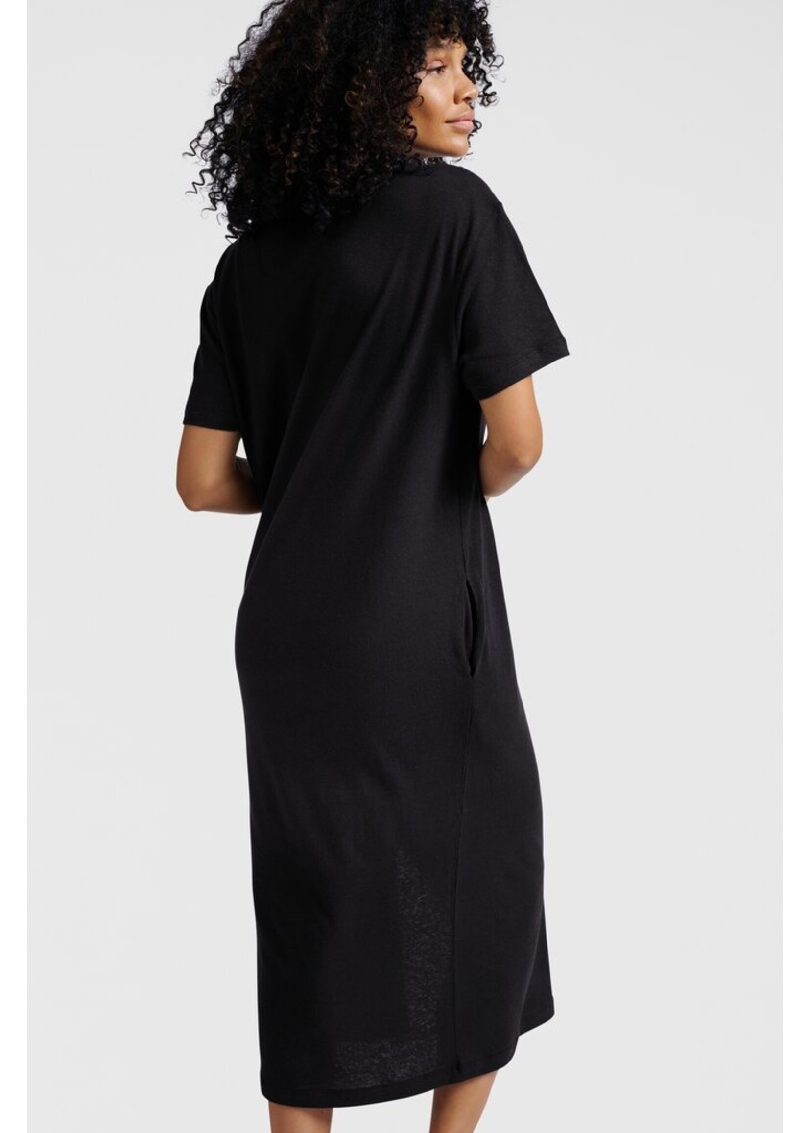 Yaya Yaya, Linen blend T-shirt dress, Washed black, size: