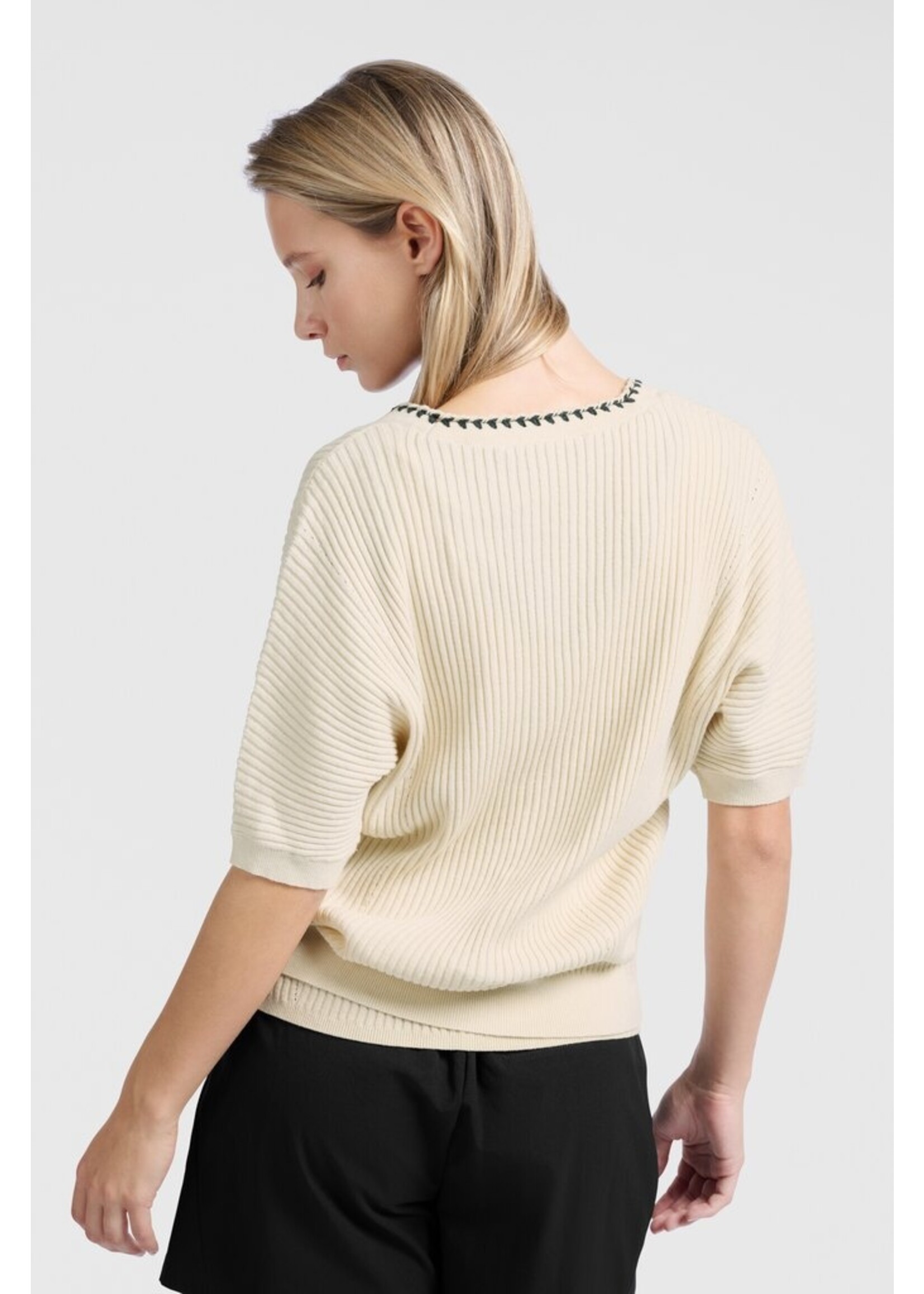 Yaya Yaya, Ribbed cardigan with stich, Summer Sand, Size: