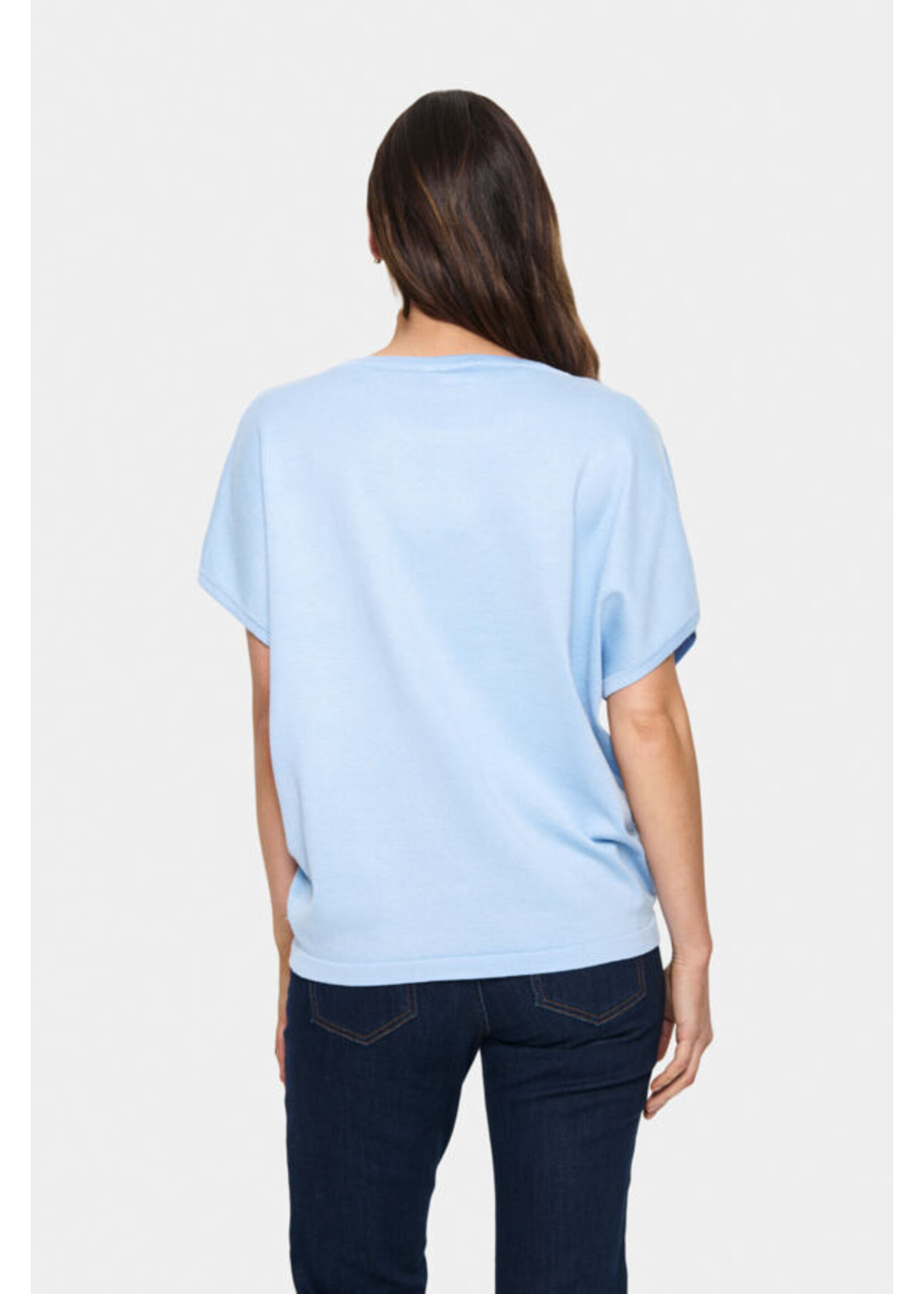 Saint Tropez Saint Tropez, MilaSZ R-N SS Pullover, Chambray Blue, Size: