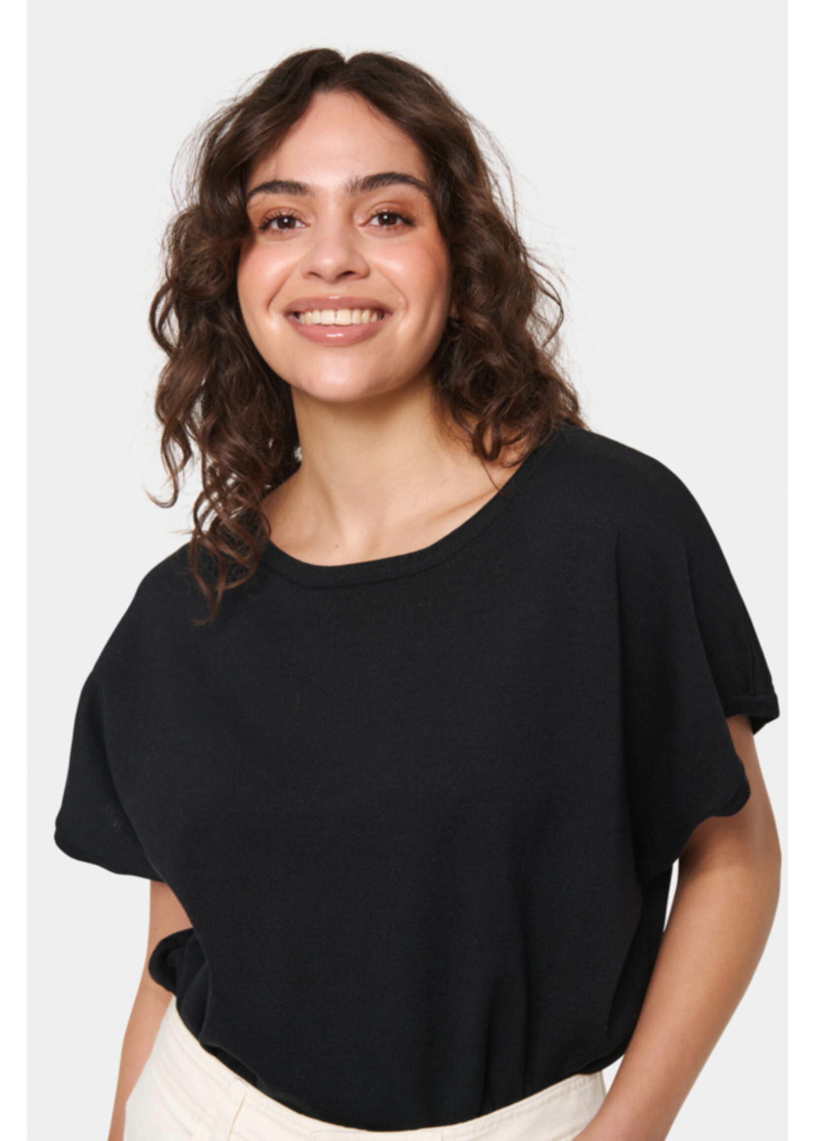 Saint Tropez Saint Tropez, MilaSZ R-N SS Pullover, Black, Size: