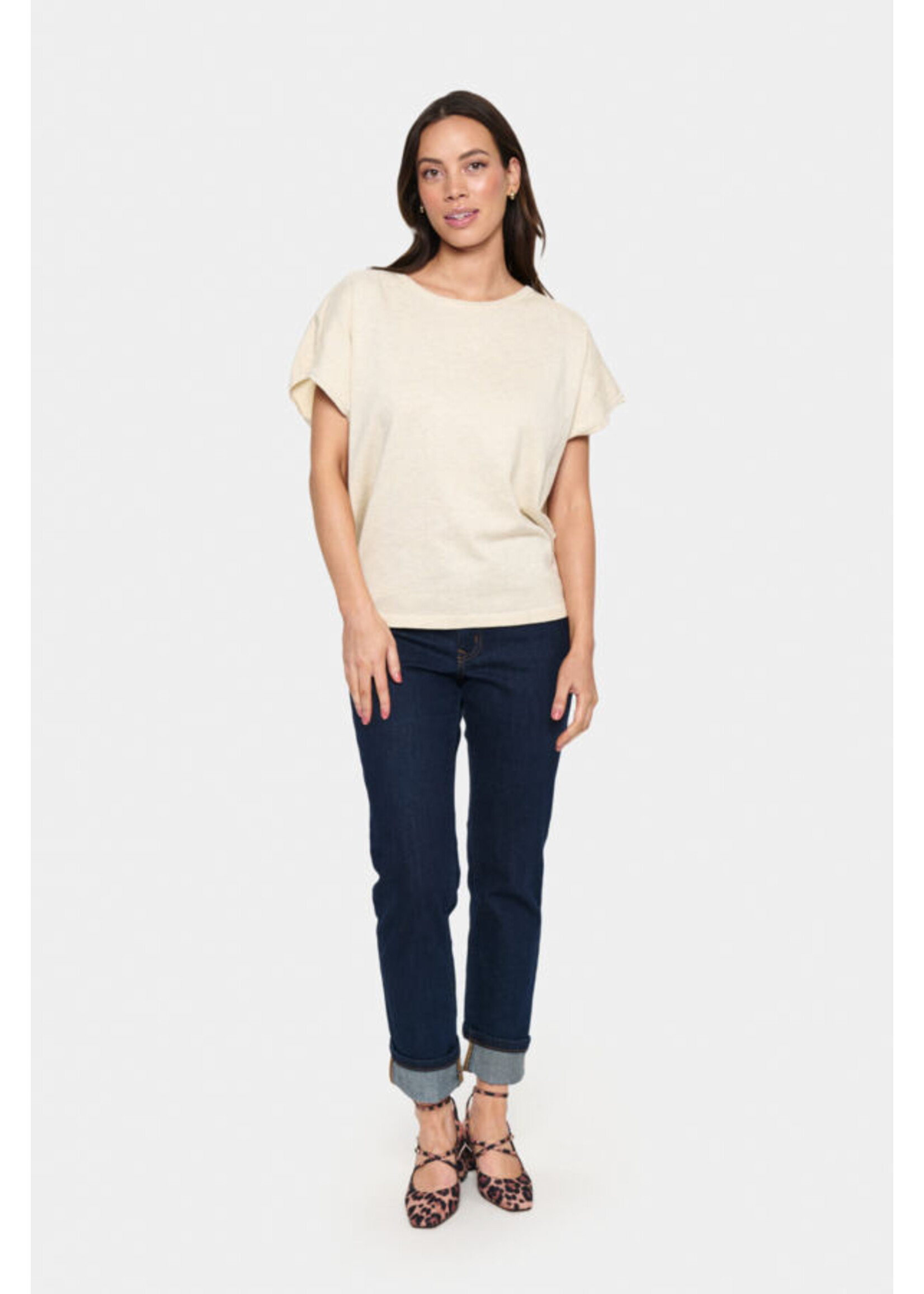 Saint Tropez Saint Tropez, MilaSZ R-N SS Pullover, Jojoba Melange, Size: