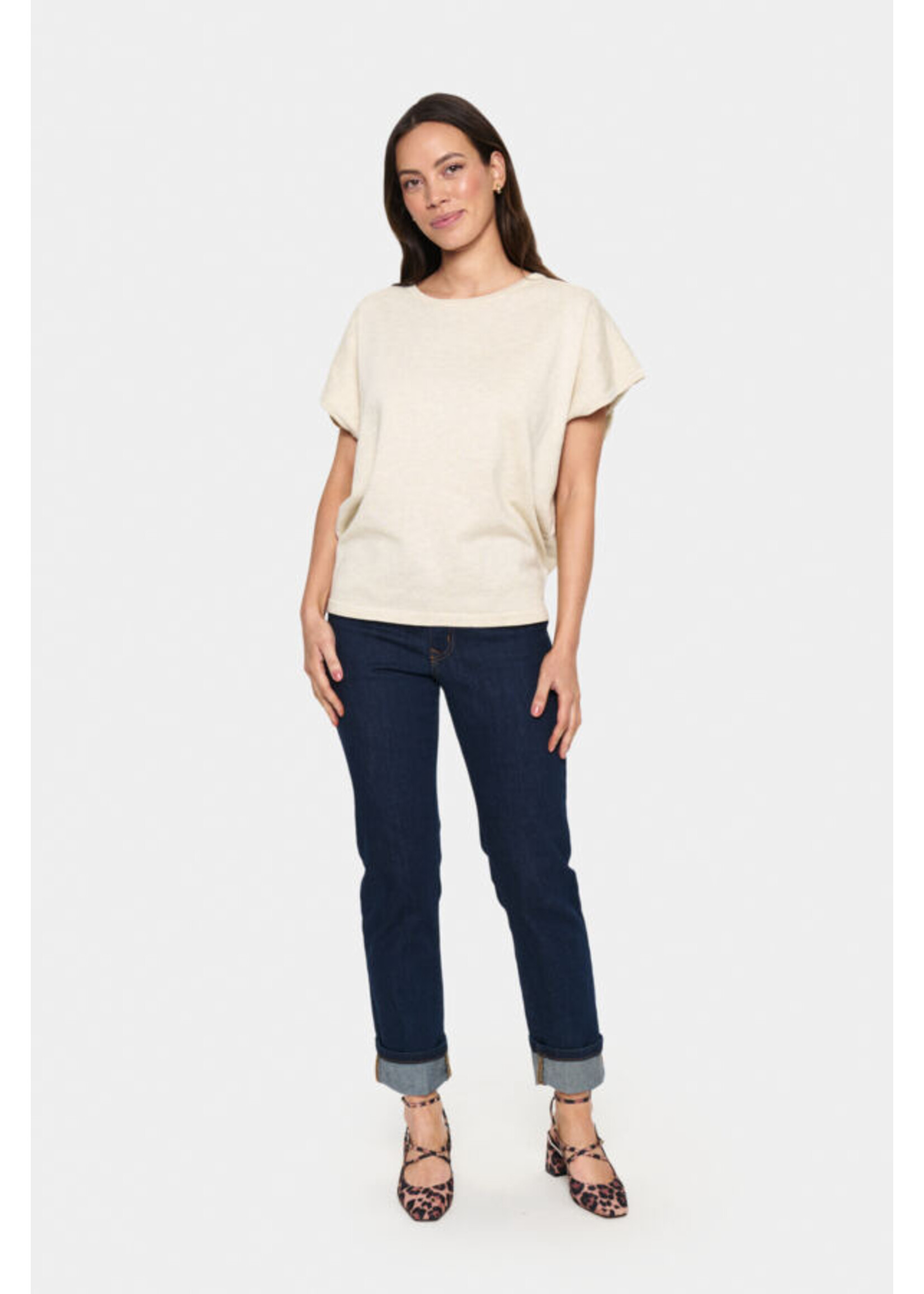 Saint Tropez Saint Tropez, MilaSZ R-N SS Pullover, Jojoba Melange, Size: