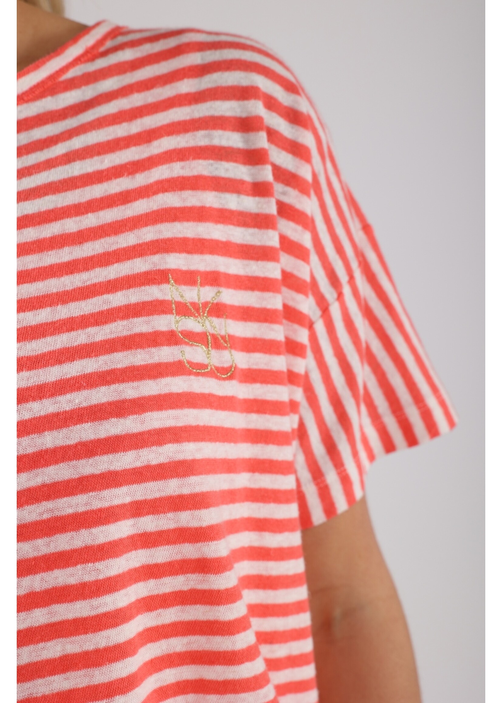 Nukus Nukus, Belen Top Stripes, Coral, Size: