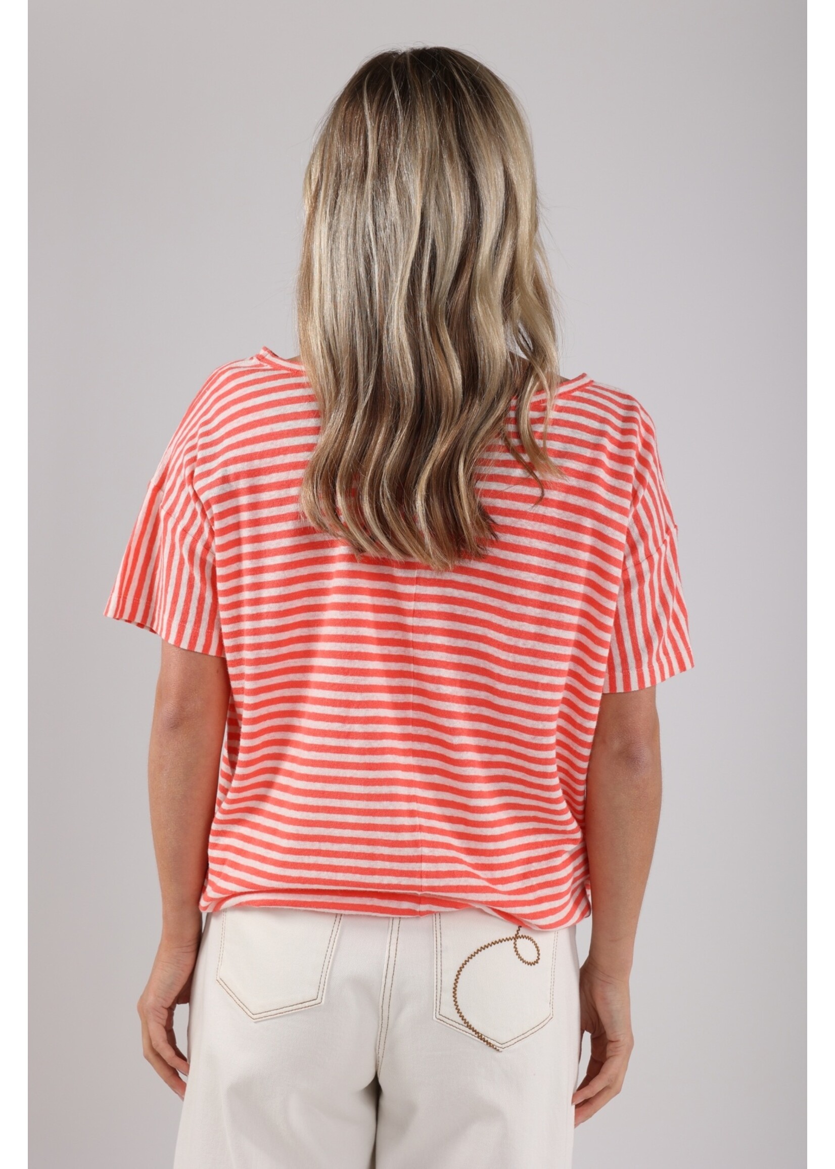 Nukus Nukus, Belen Top Stripes, Coral, Size: