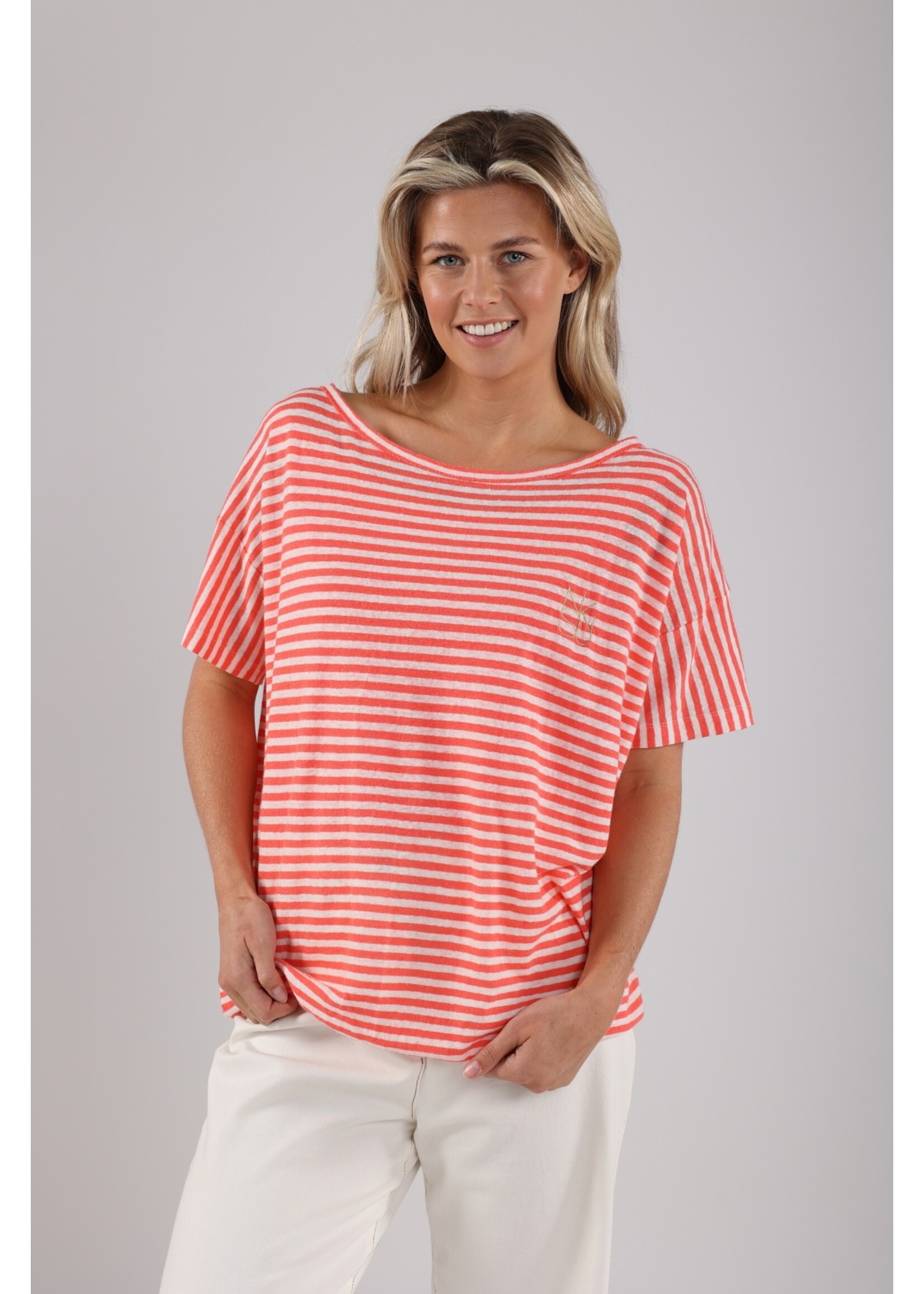 Nukus Nukus, Belen Top Stripes, Coral, Size: