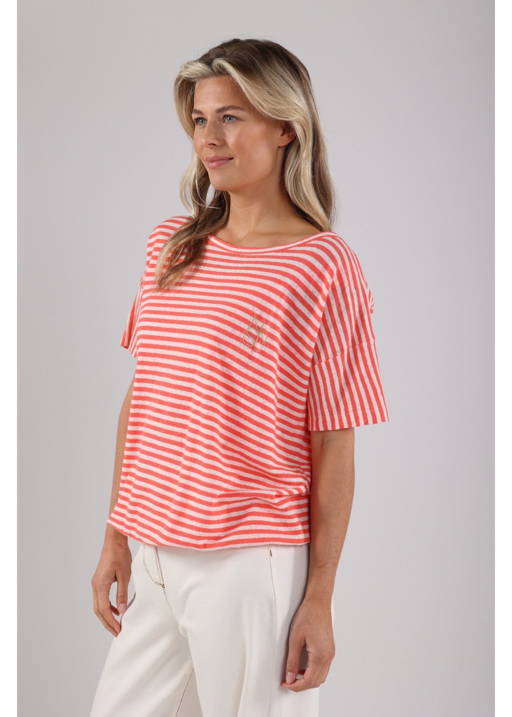 Nukus Nukus, Belen Top Stripes, Coral, Size: