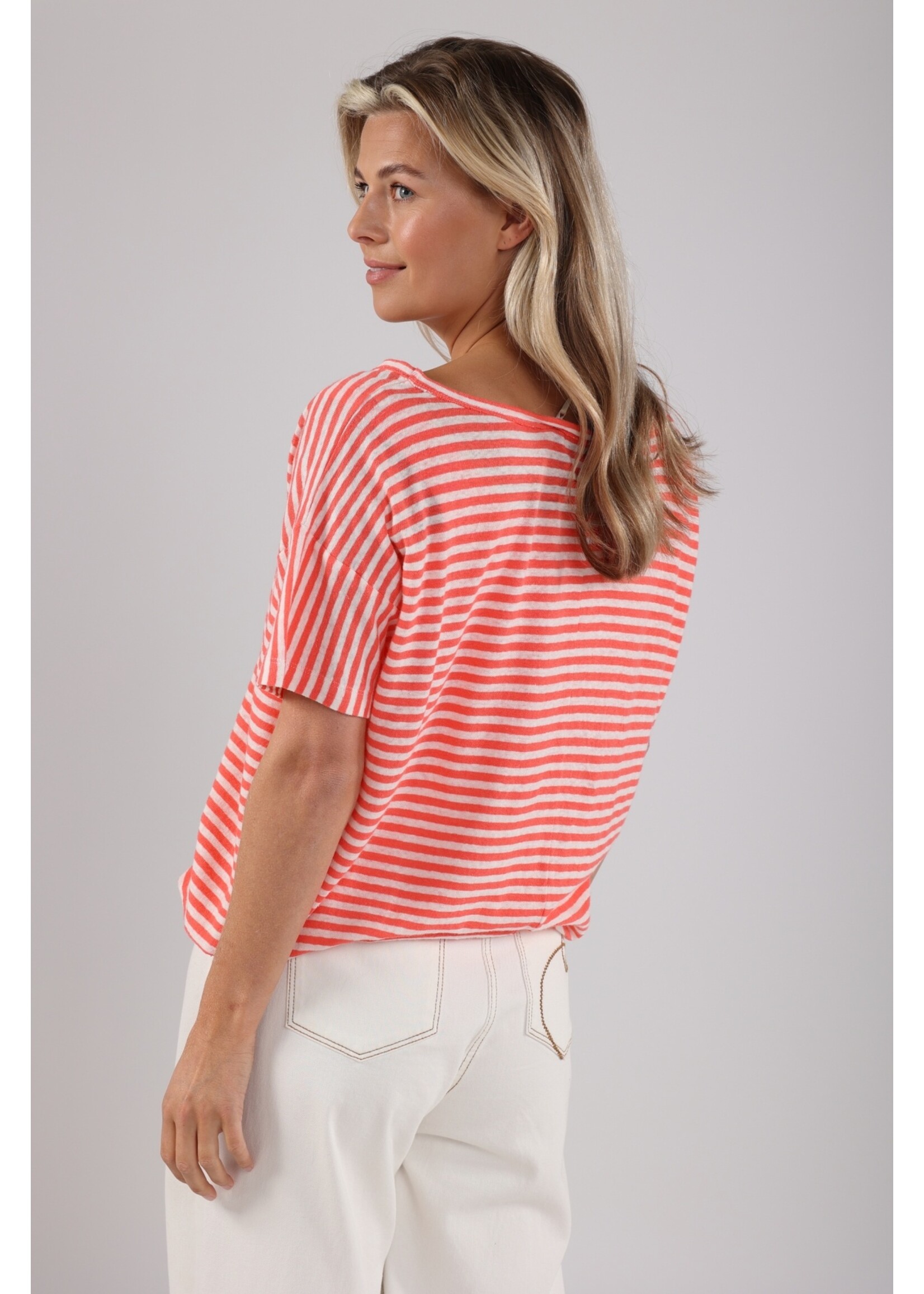 Nukus Nukus, Belen Top Stripes, Coral, Size: