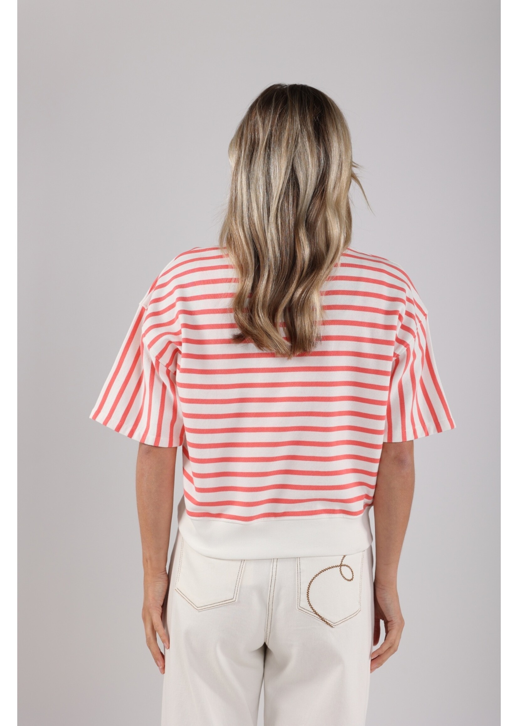 Nukus Nukus, Lotte Pullover Stripe, White/coral, Size:
