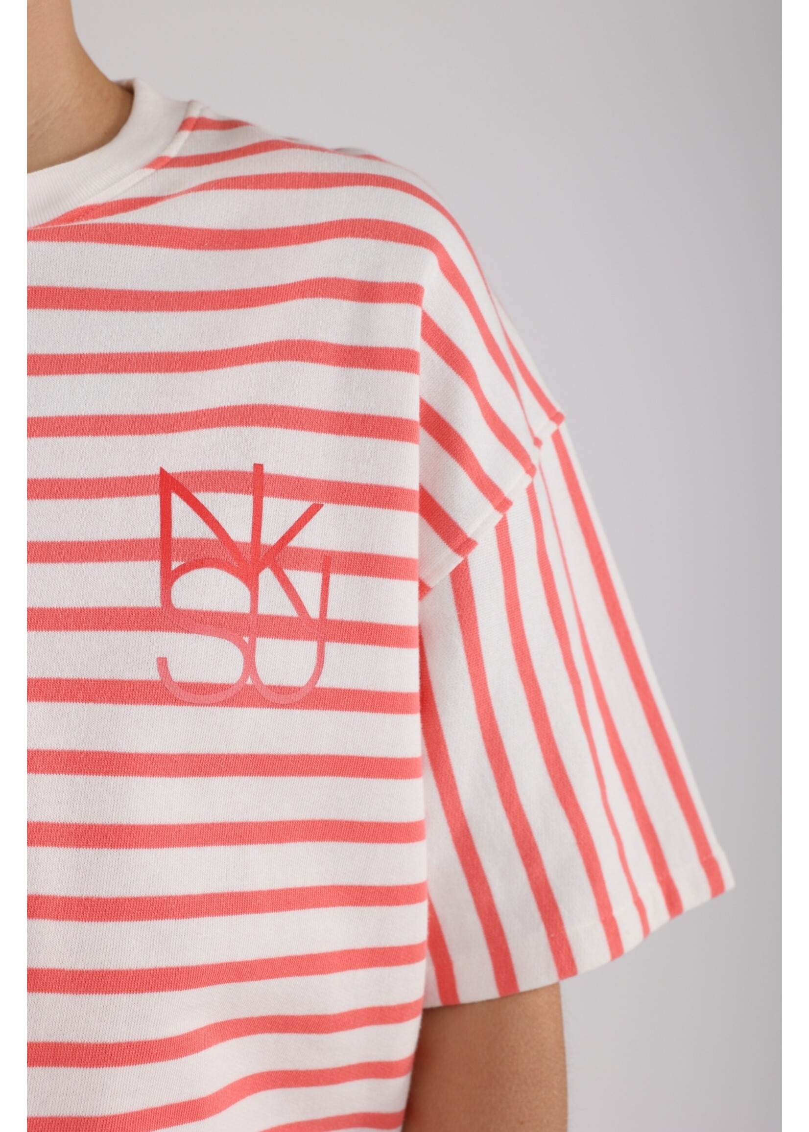 Nukus Nukus, Lotte Pullover Stripe, White/coral, Size:
