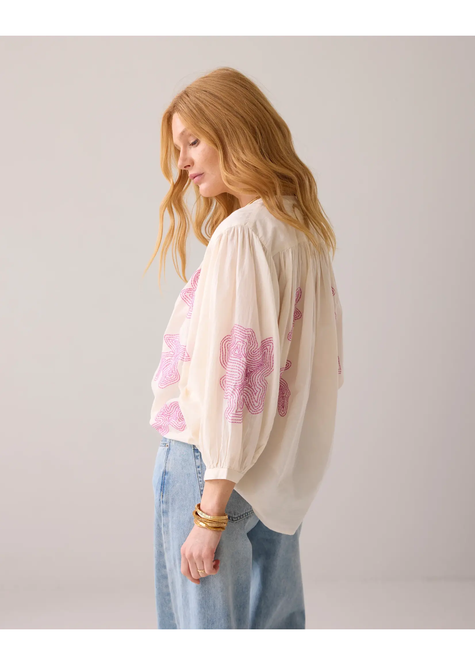 Summum Summum, Oversized blouse cotton, Ivory, Size: