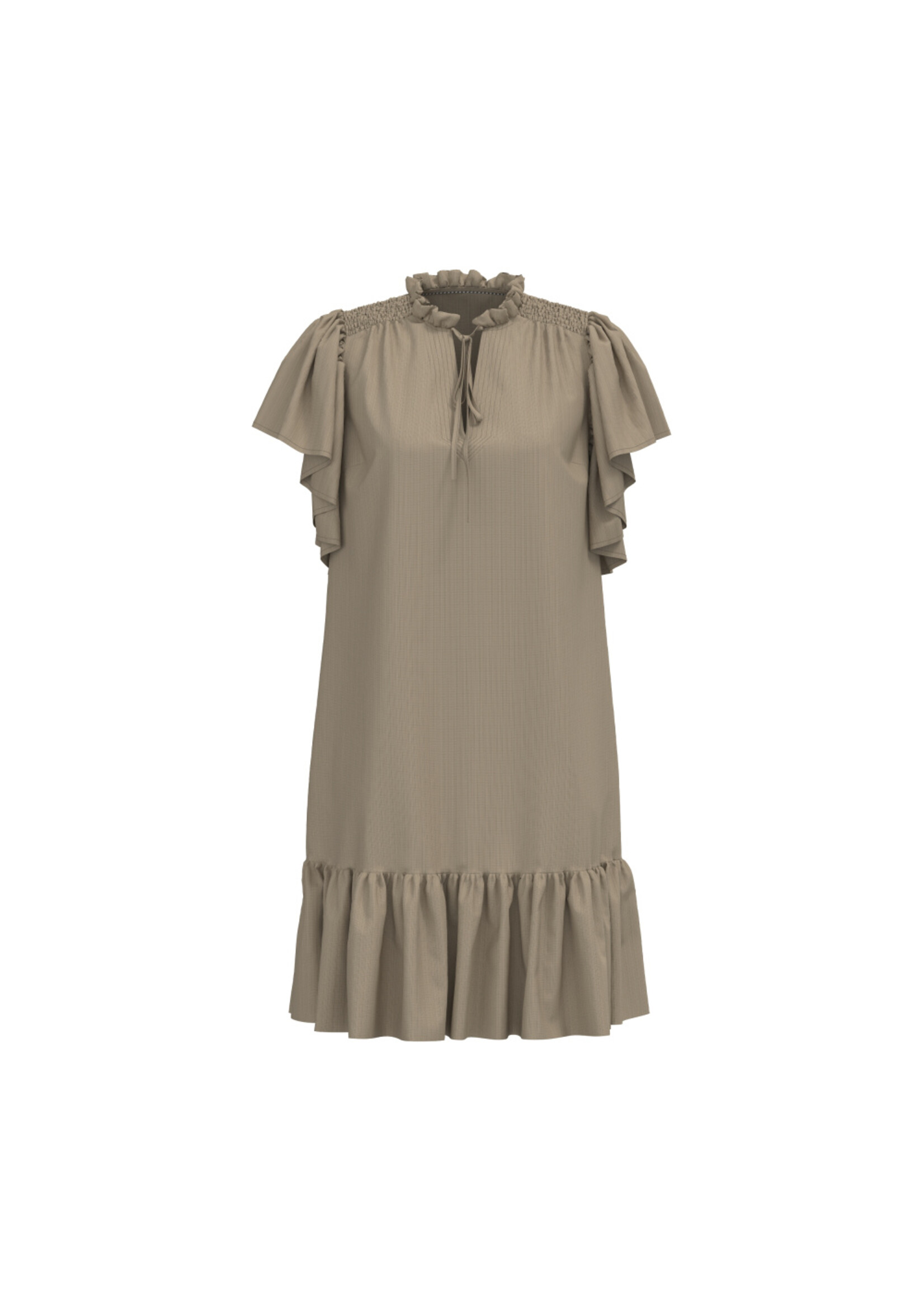 Co Couture Co'Couture, HeraCC Crop SS Frill Dress, Walnut, Size: