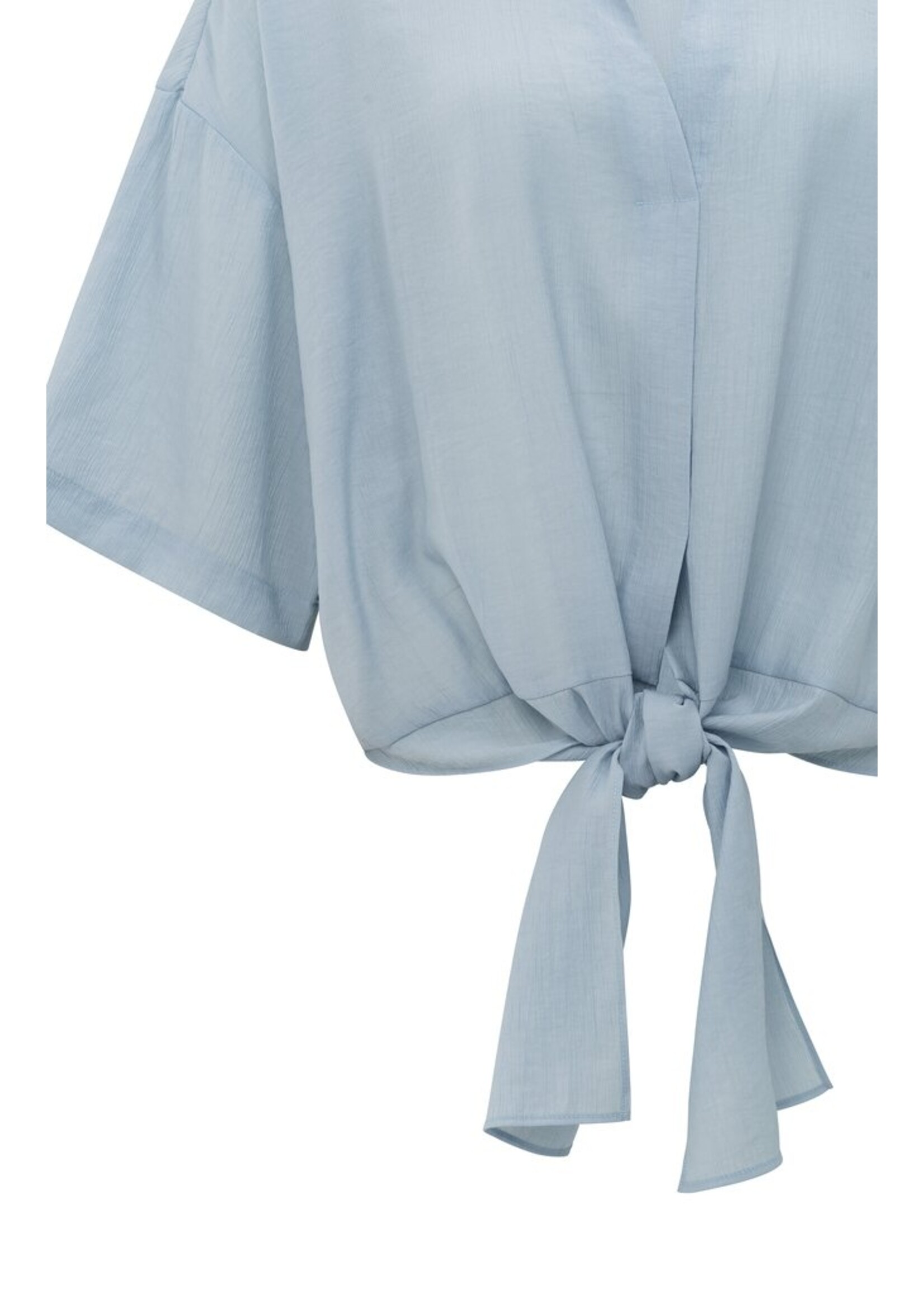 Yaya Yaya, Top with knotted detail and wide sleeves, Baby Blue, Size: