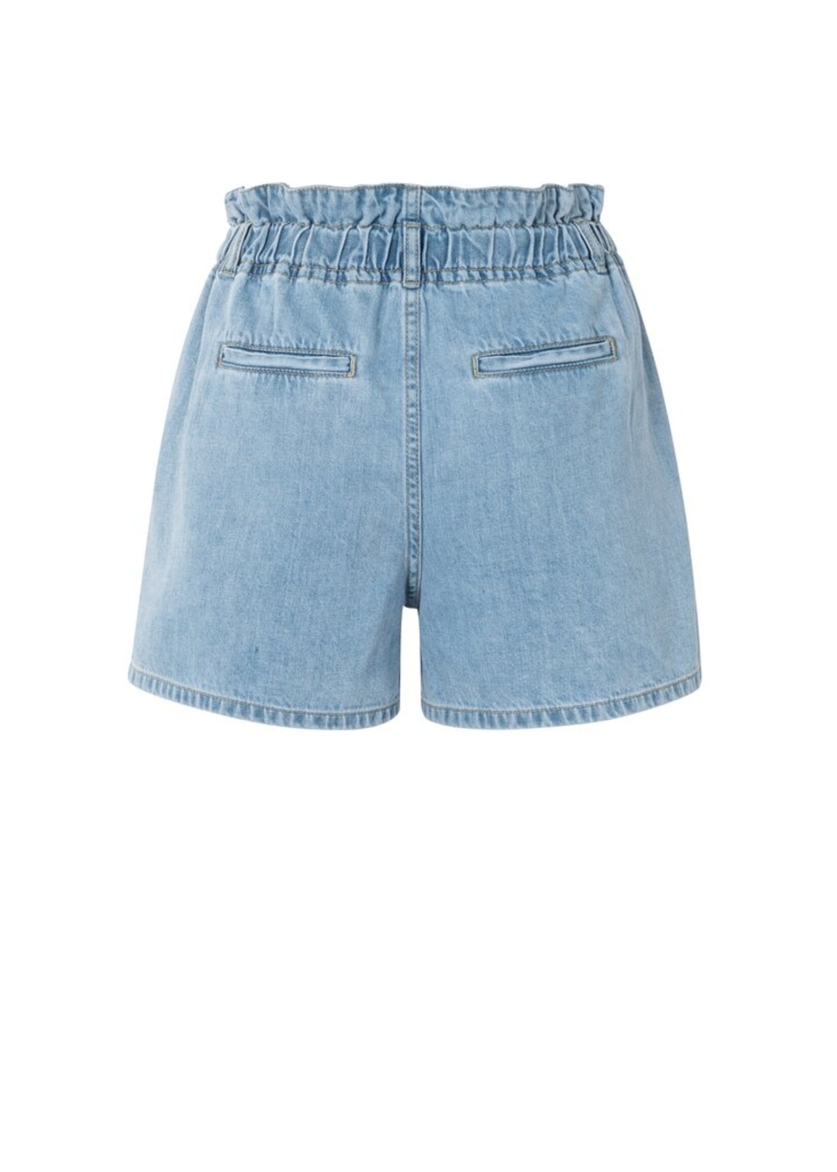 Yaya Yaya, High-waisted denim shorts with drawstring, Denim, Size: