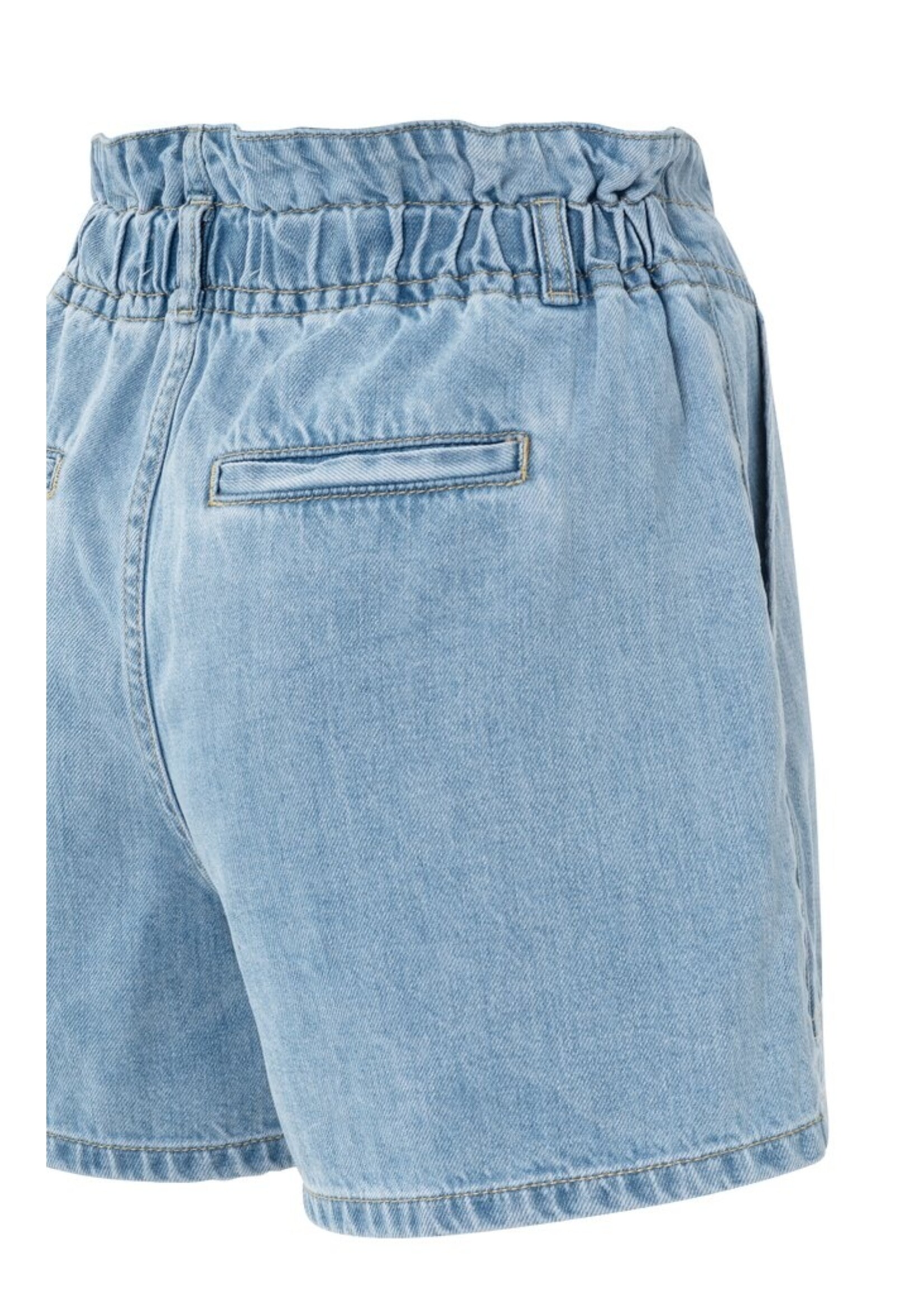 Yaya Yaya, High-waisted denim shorts with drawstring, Denim, Size: