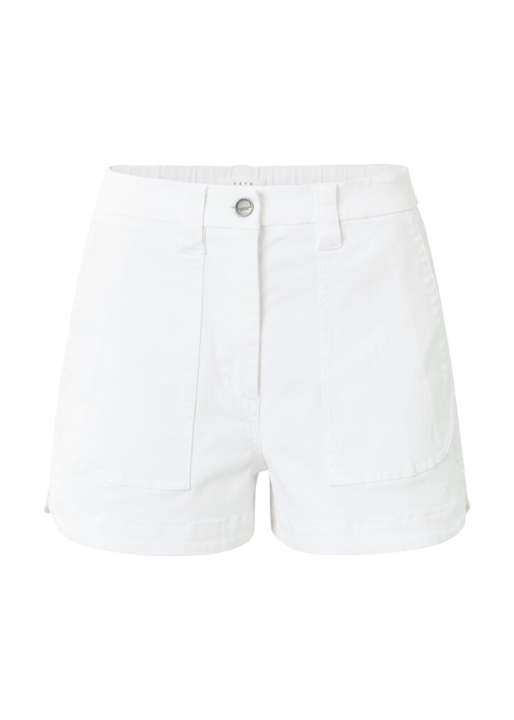 Yaya Yaya, Cargo shorts with patch pockets and elastic waistband, White, Size: