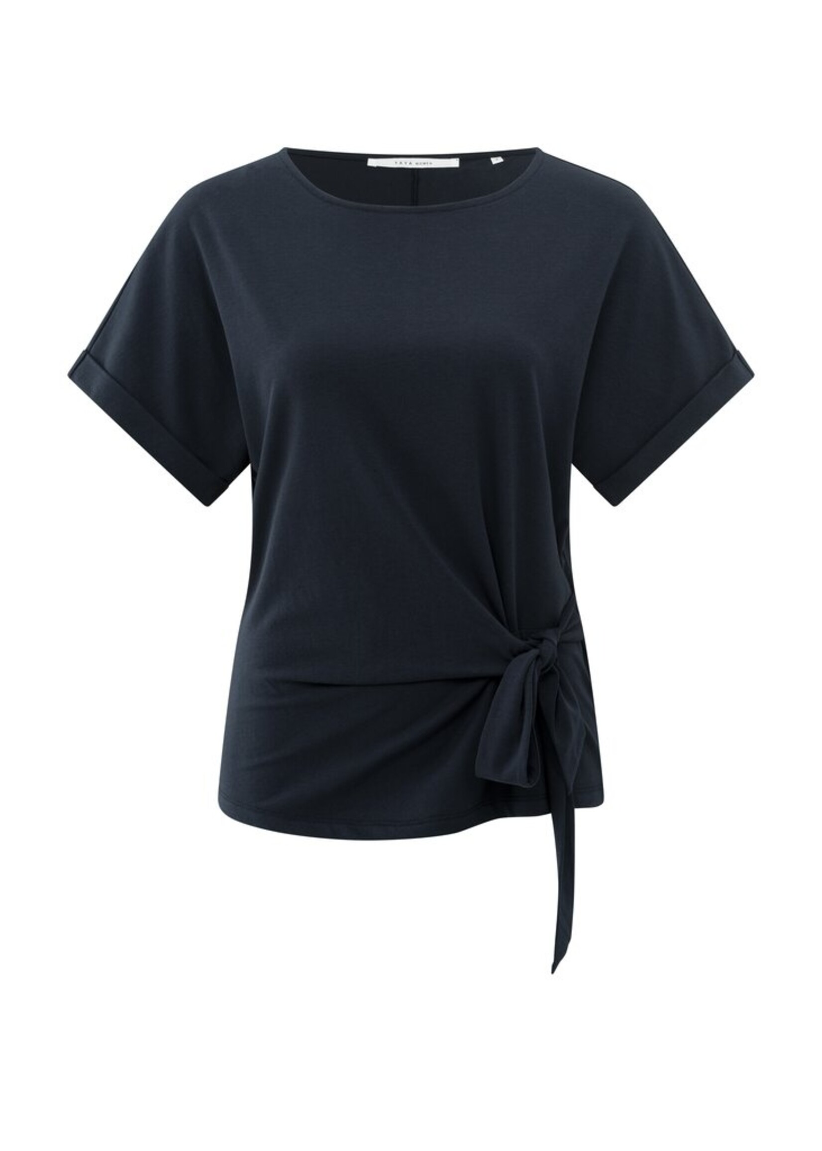 Yaya Yaya, T-shirt with round neck and knotted detail, Blue, Size: