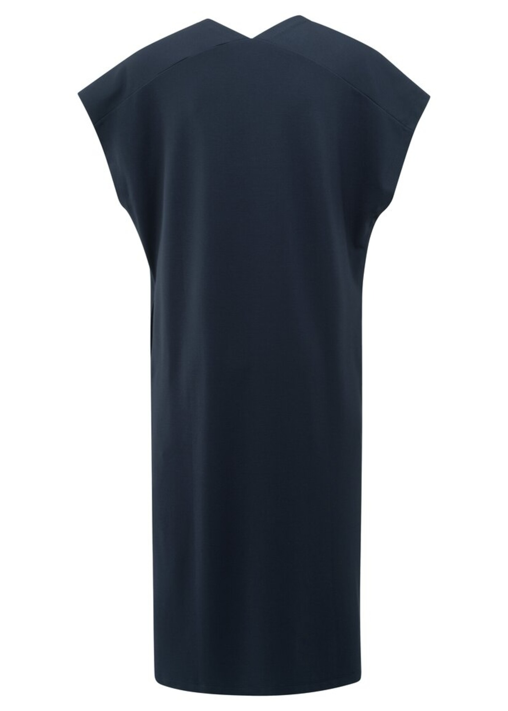 Yaya Yaya, Mouwloze jurk met dubbele V-hals en splitdetail, Exlipse Blue, Size: