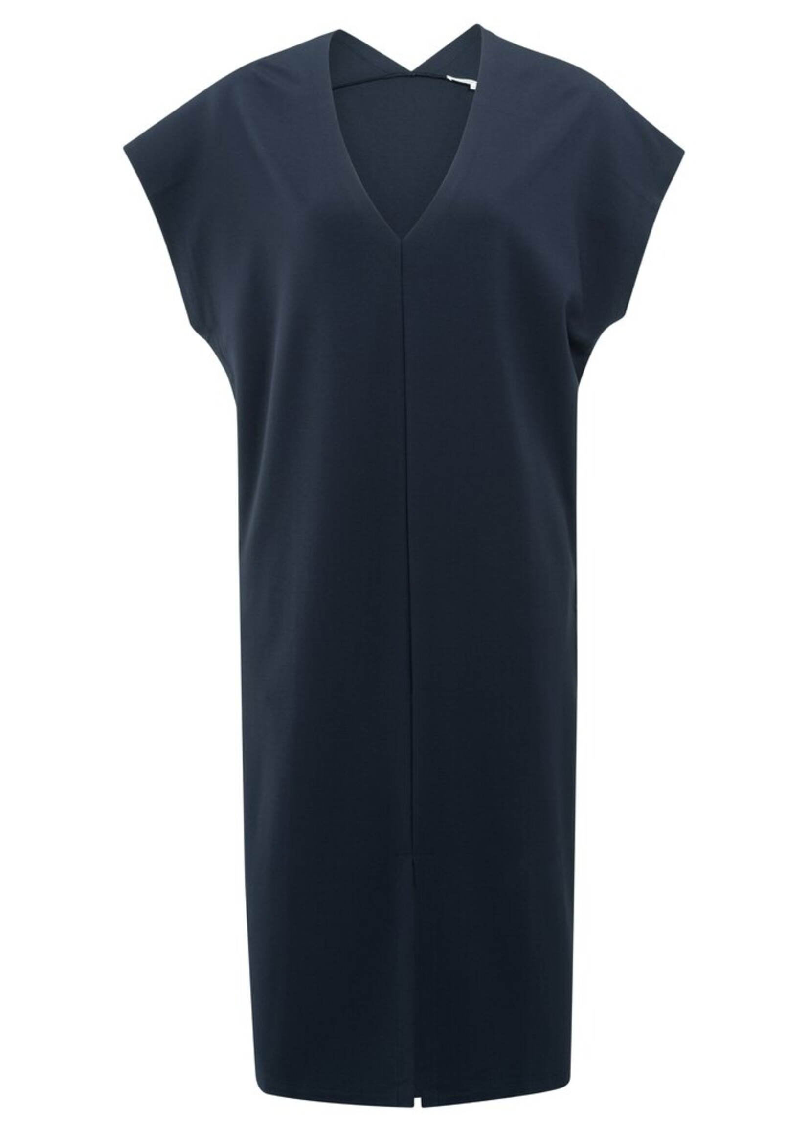 Yaya Yaya, Mouwloze jurk met dubbele V-hals en splitdetail, Exlipse Blue, Size: