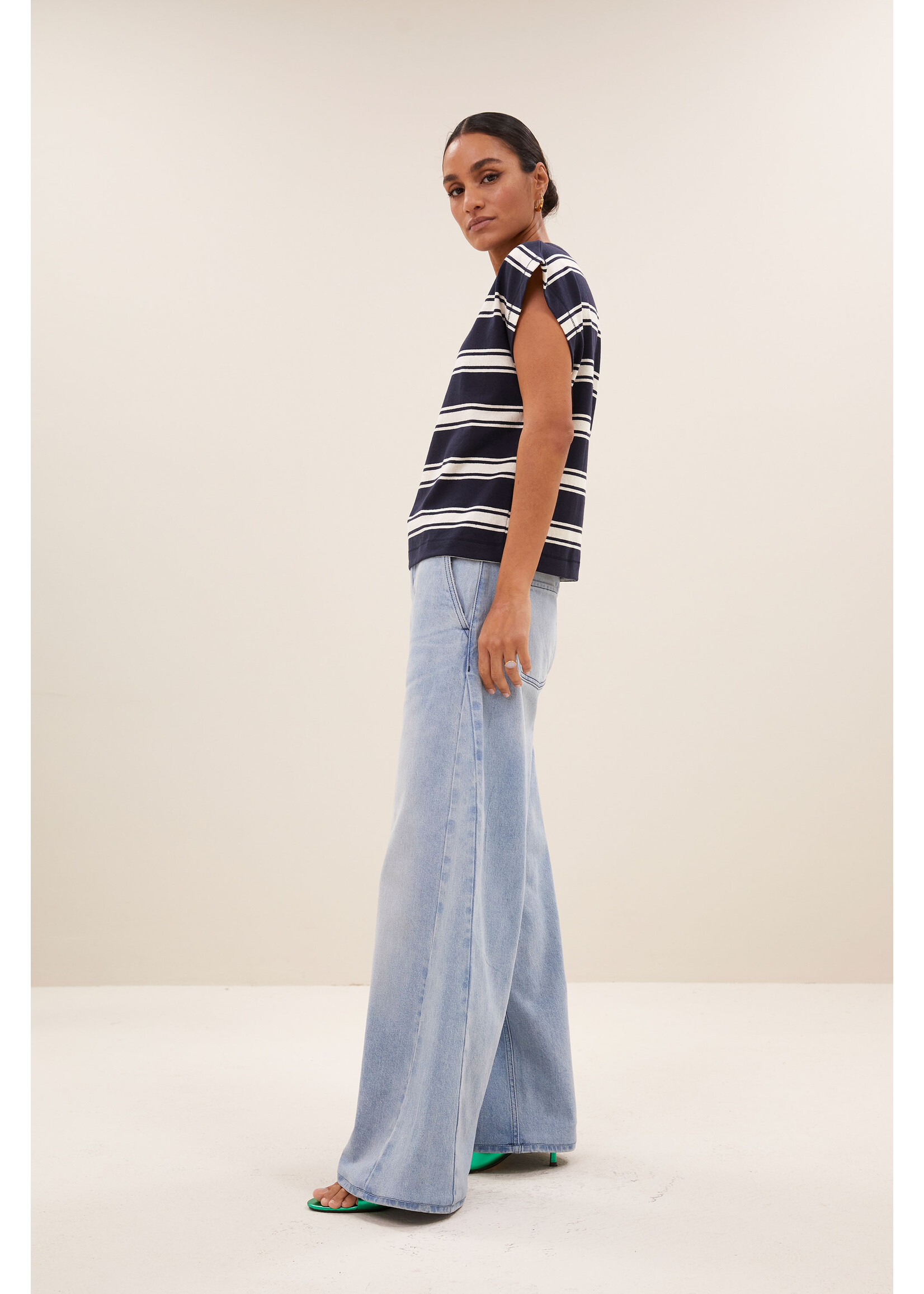 By-Bar By-Bar, mason stripe top, Grain navy stripe, Size: