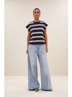 By-Bar By-Bar, mason stripe top, Grain navy stripe, Size: