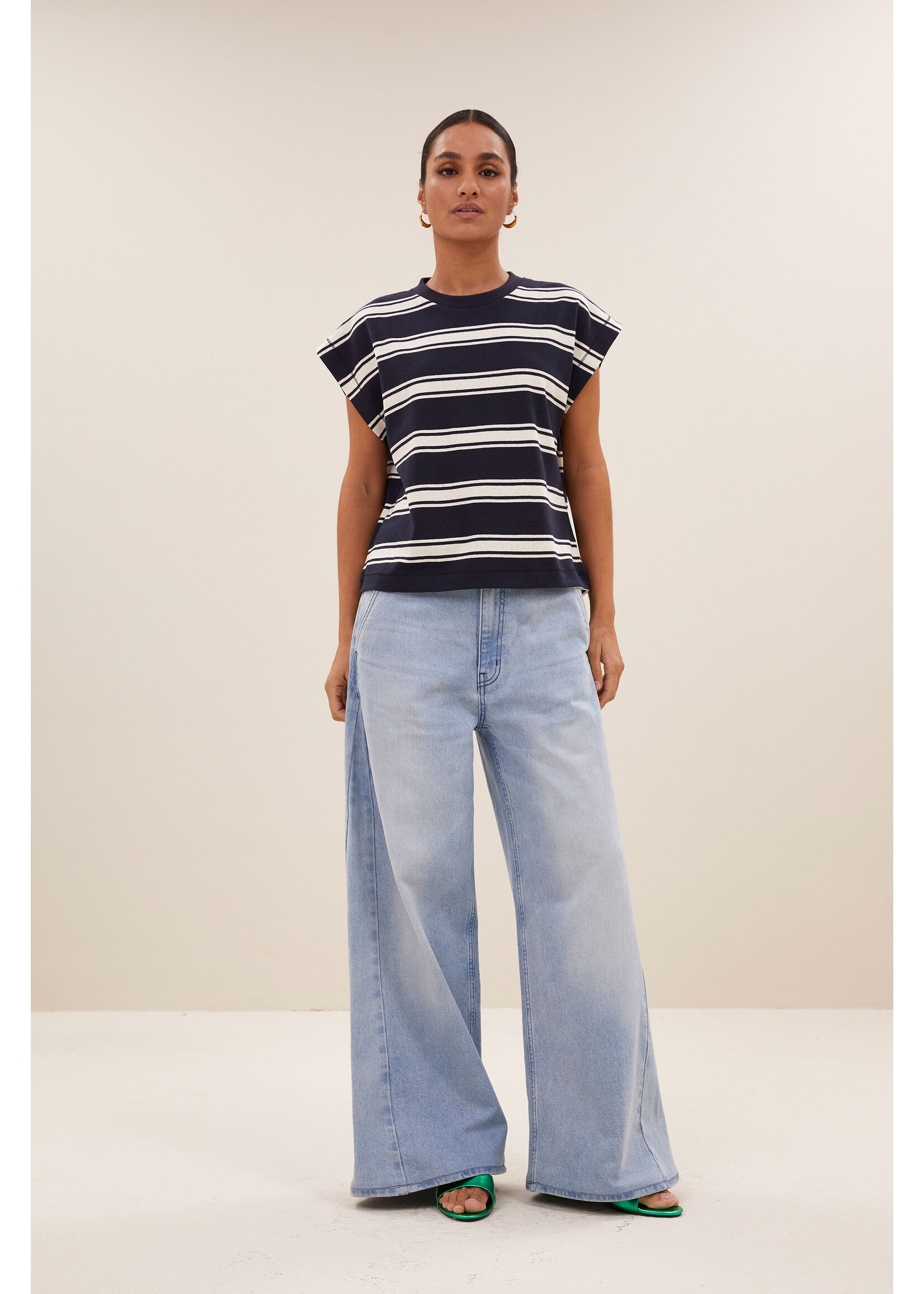 By-Bar By-Bar, mason stripe top, Grain navy stripe, Size: