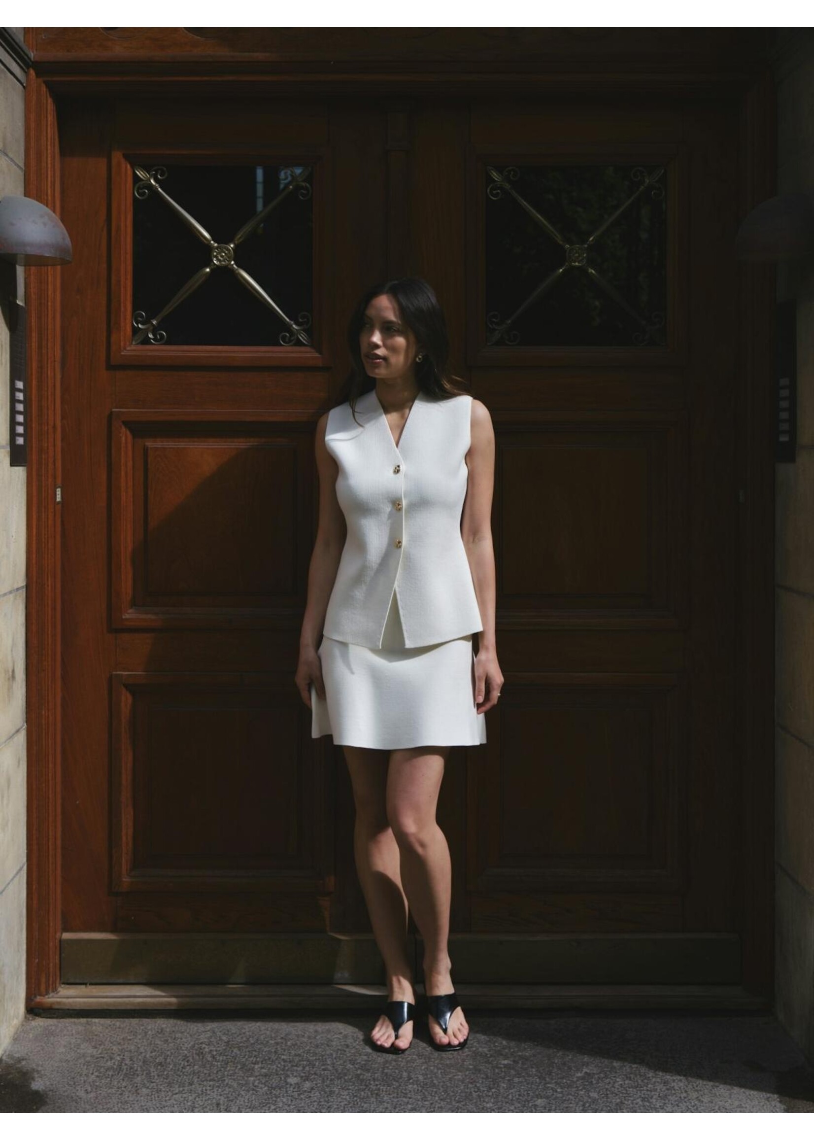 Neo Noir Neo Noir, Sway Smooth Knit Waistcoat, Off White, Size: