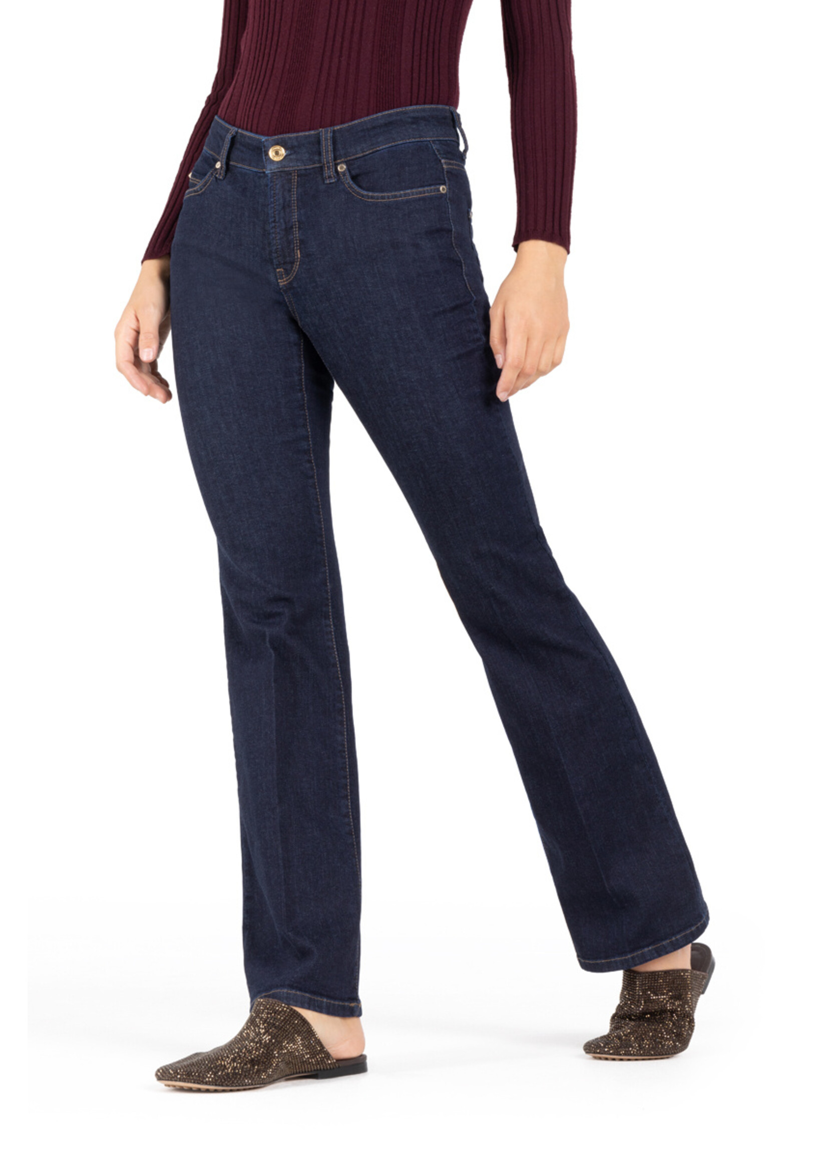 Cambio Cambio, Paris flared Damen lang Jeans, Dark Blue, Size: