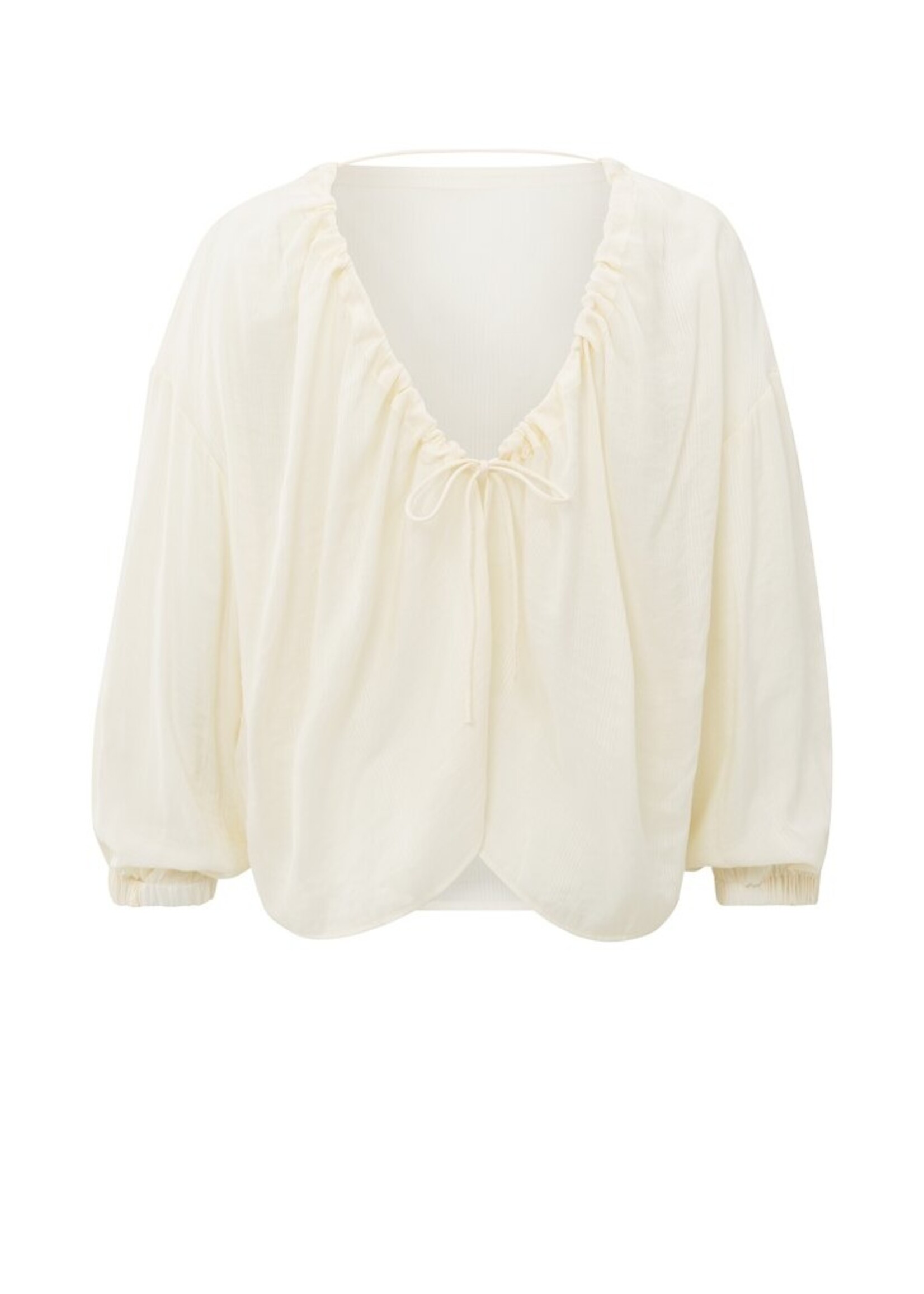 Yaya Yaya, Luchtige top met crinkle stof en open rug, Off white, Size: