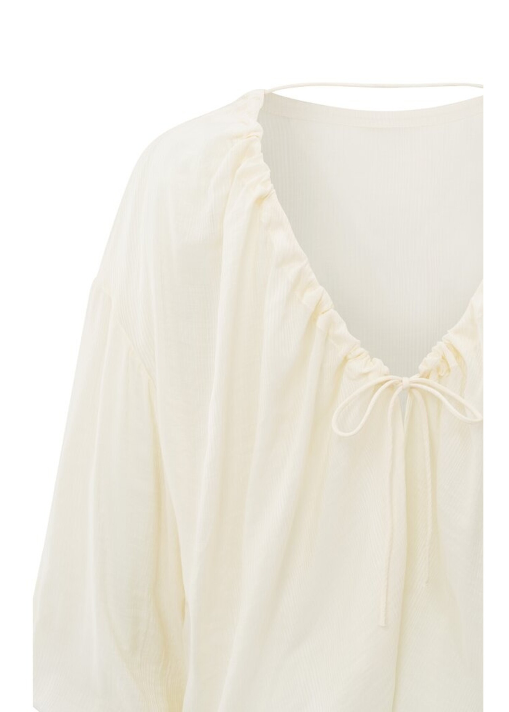Yaya Yaya, Luchtige top met crinkle stof en open rug, Off white, Size: