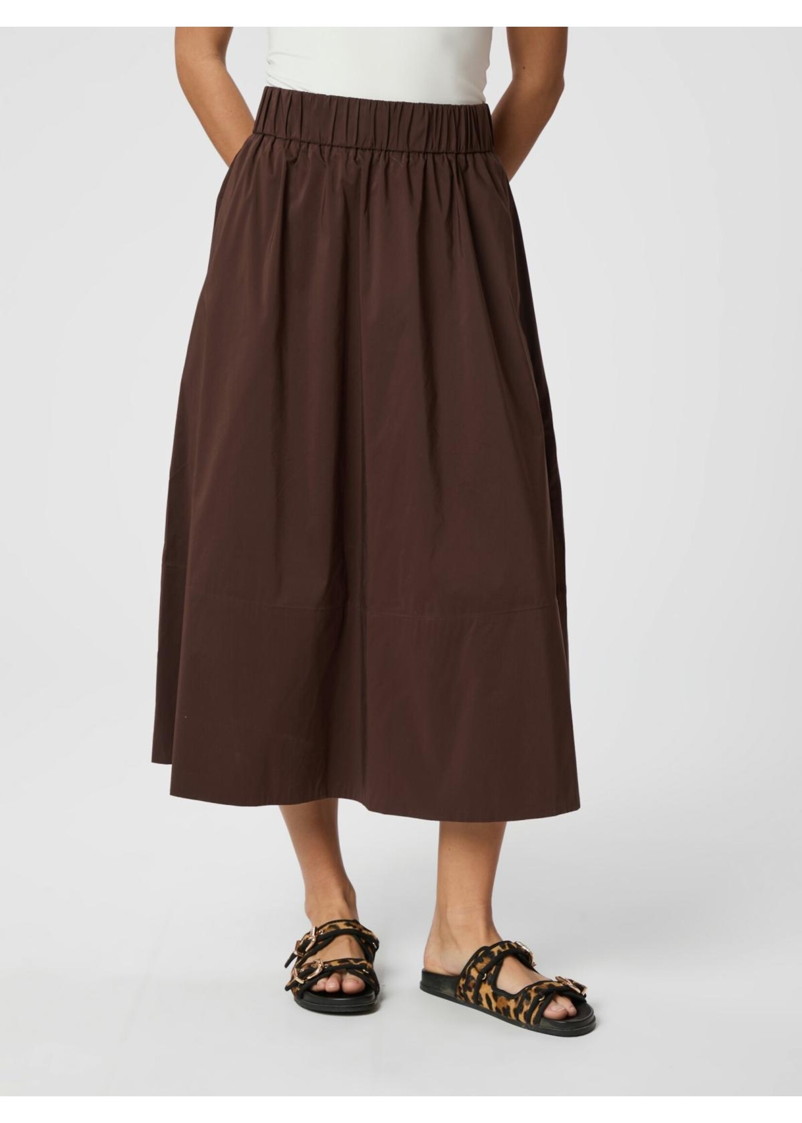 Neo Noir Neo Noir, Yara Poplin Skirt, Dark Brown, size: