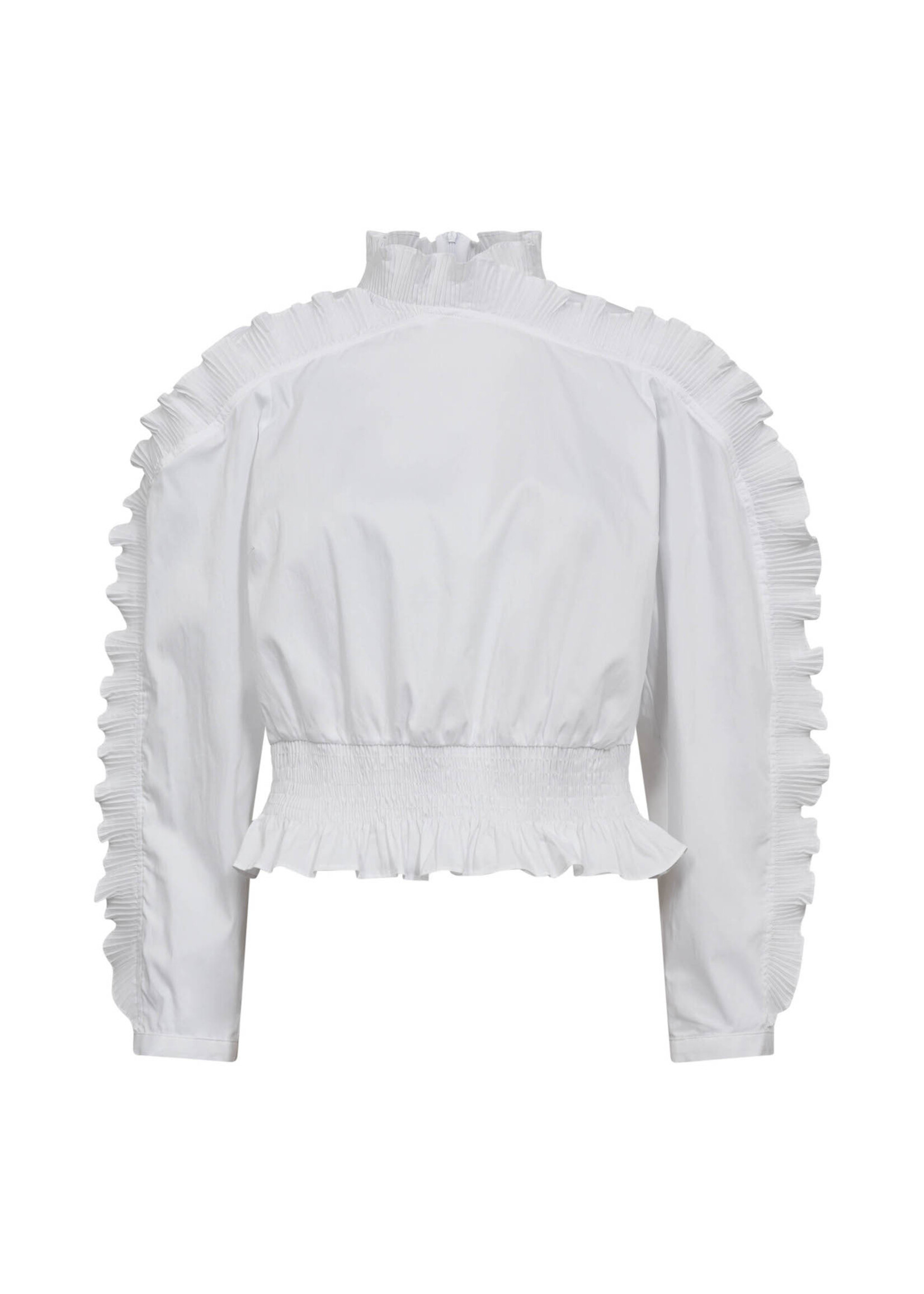 Co Couture Co'couture, SannaCC Ruffle Smock Blouse, White, Size: