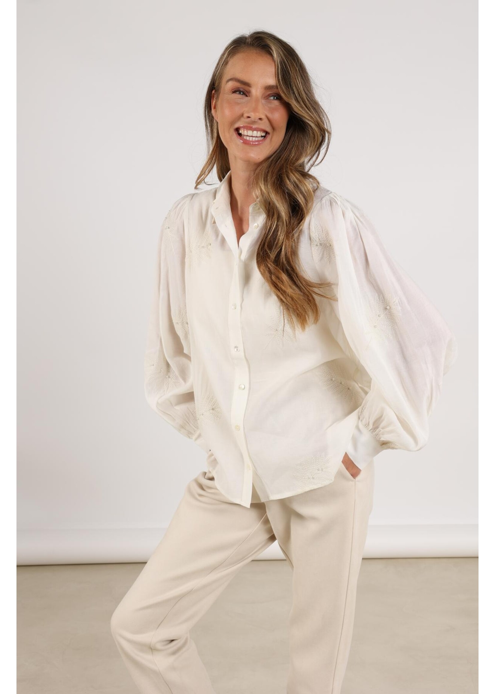 Nukus Nukus, Milanova Blouse Pearl, Off white, Size: